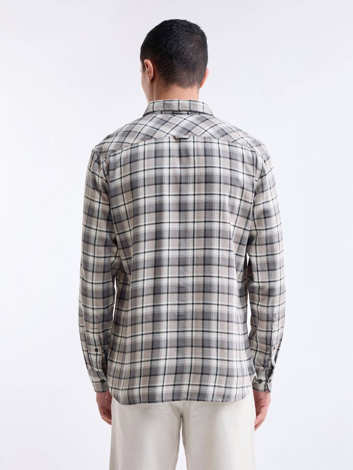 Check Full Sleeve Cotton Shirt - Grey t4option_0