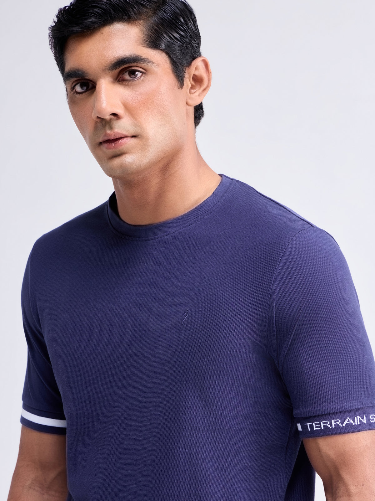 Solid Half Sleeve Regular Fit Crew Neck T-Shirt - Navy t4option_0