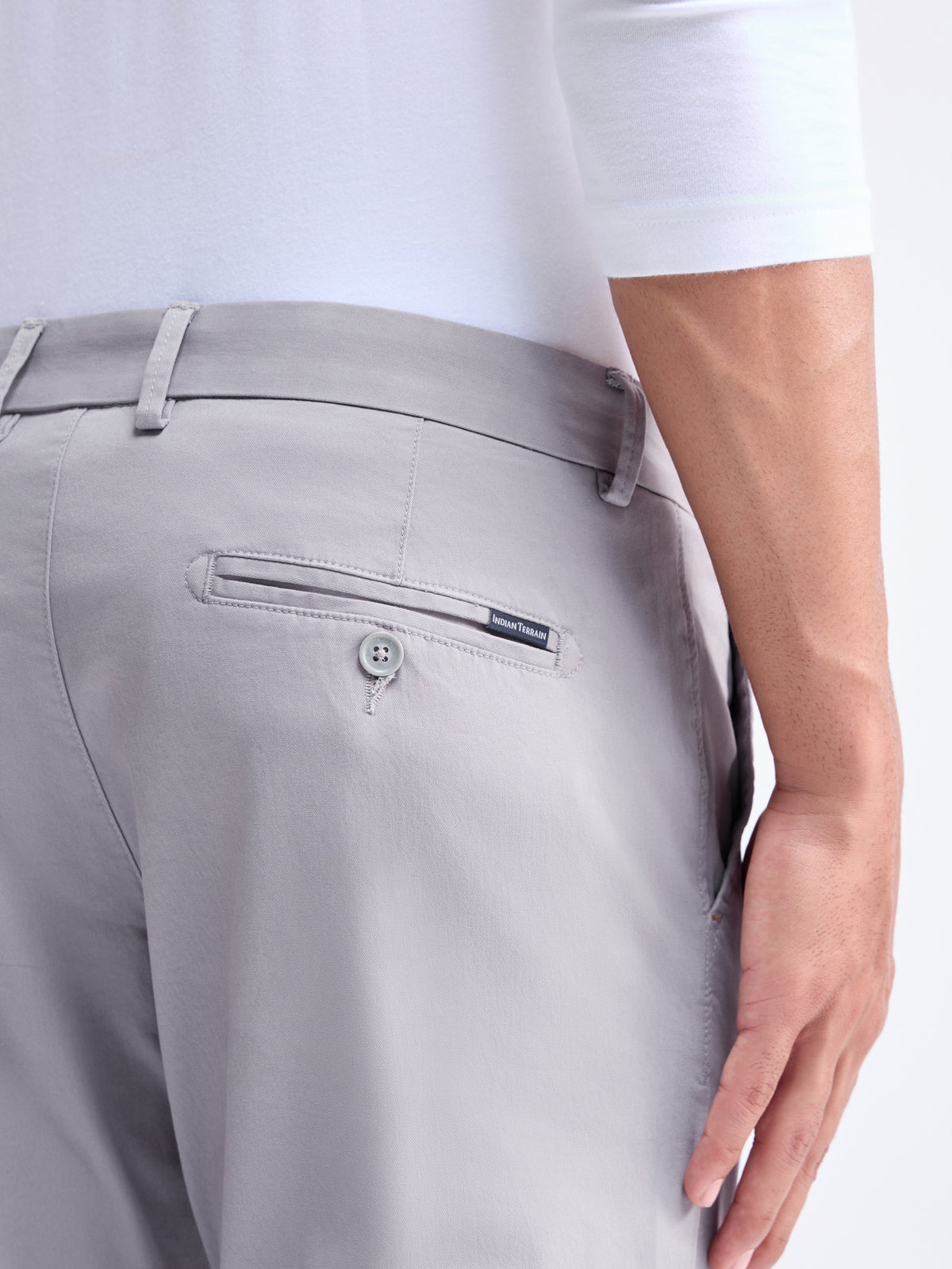 Twill Slim Fit Cotton Stretch Trouser - Light Grey t4option_3