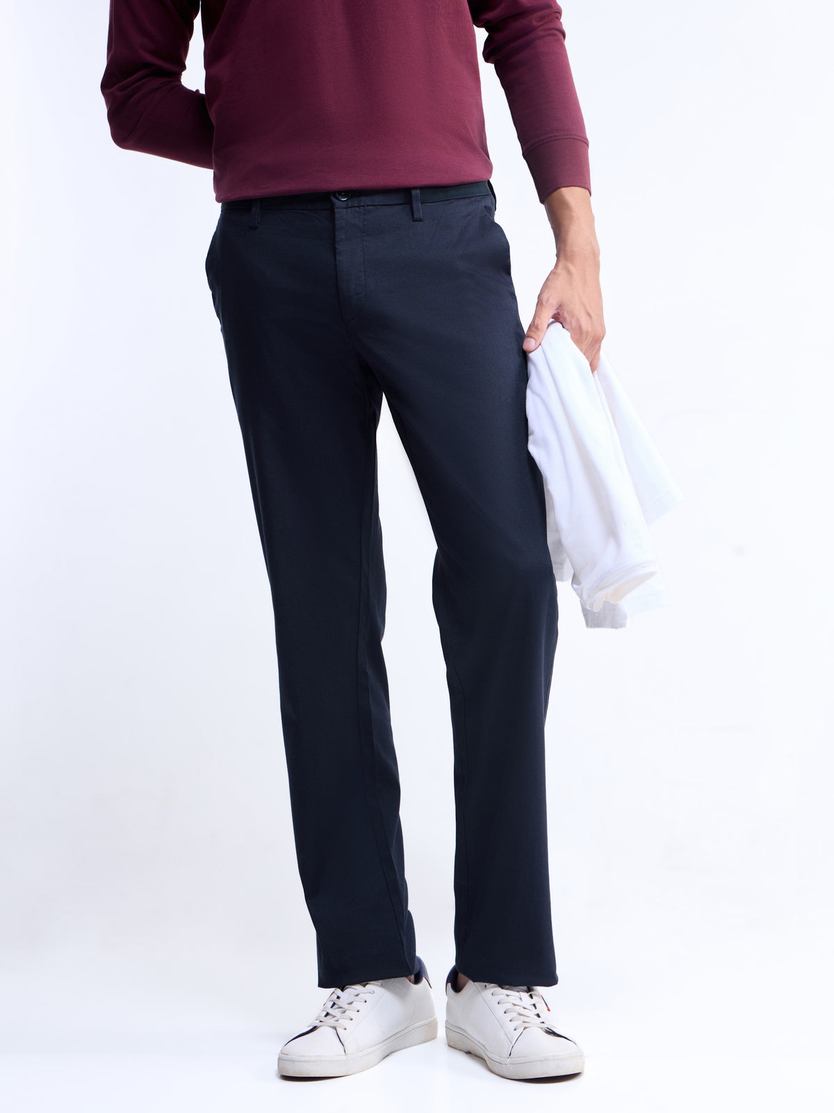 Regular Fit Cotton Stretch Trouser - Dark Navy t4option_2