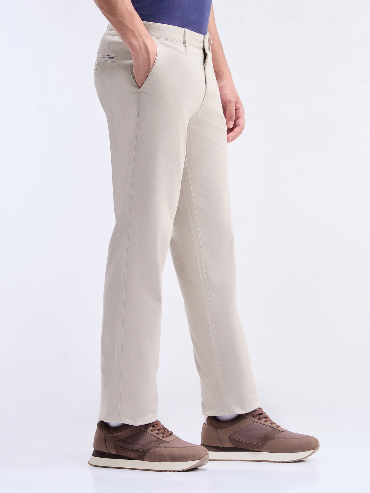 Regular Fit Cotton Stretch Trouser - Beige t4option_0