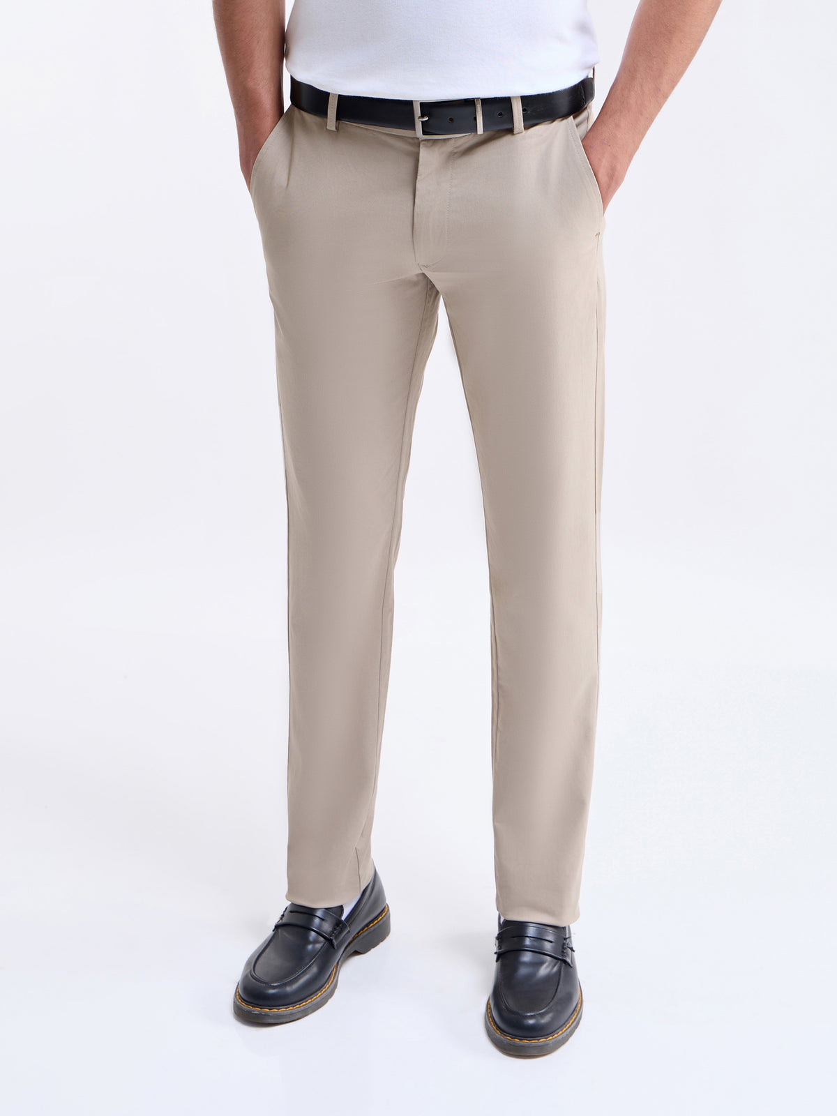 Twill Slim Fit Cotton Stretch Trouser - Stone t4option_5