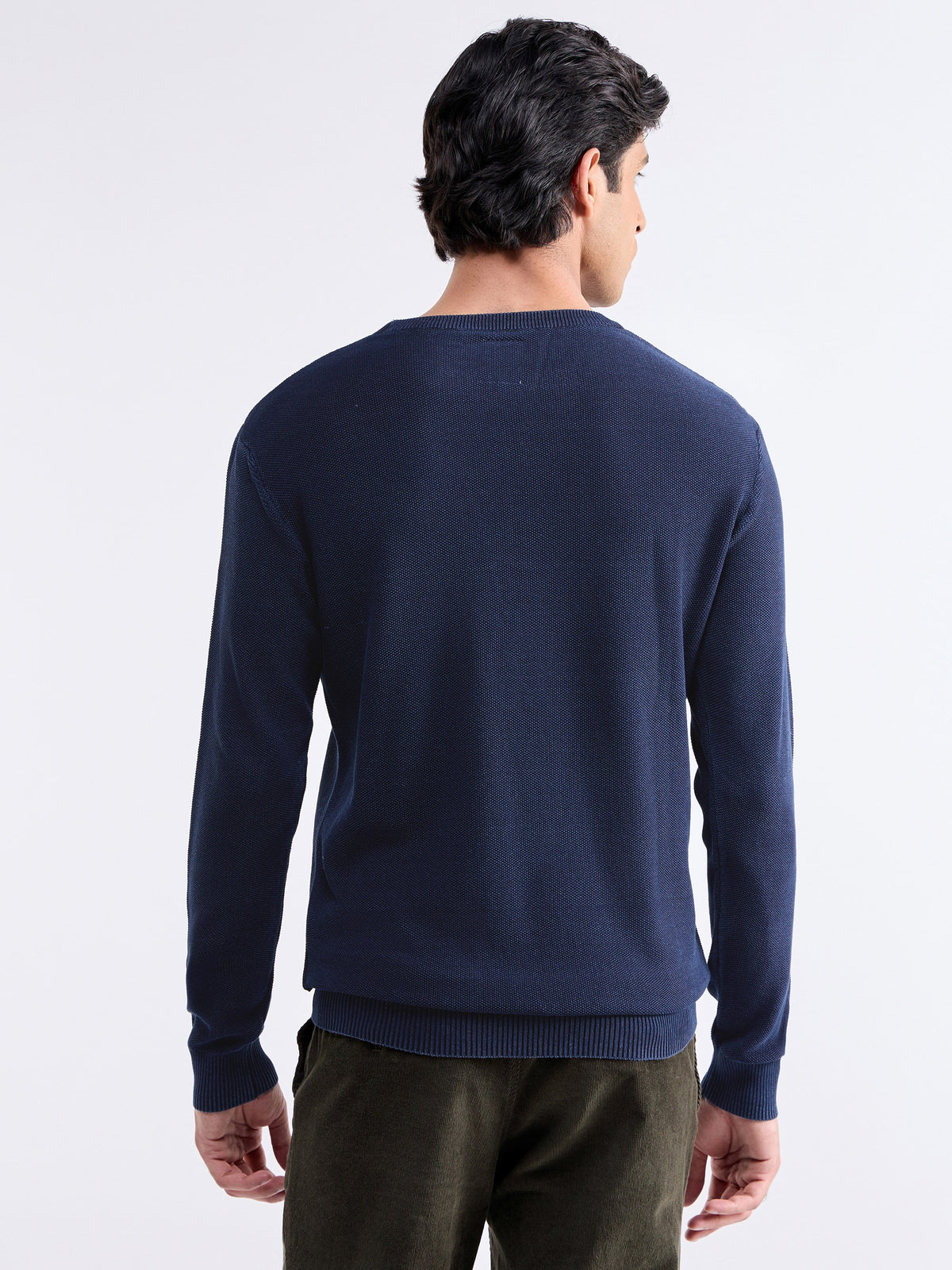 Solid Full Sleeve Jumper Sweater - Dk Indigo t4option_0