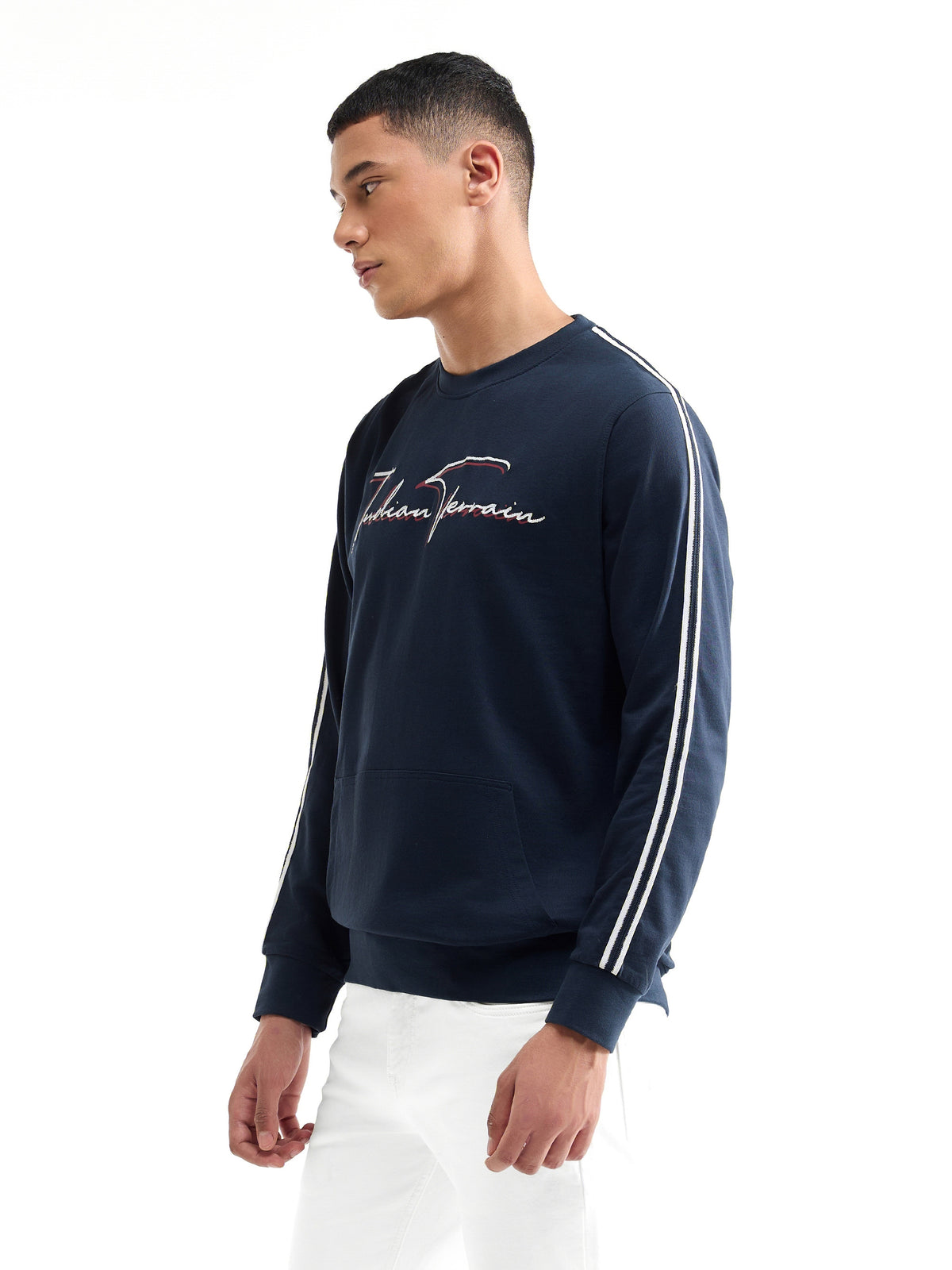 Graphic Crew Neck Sweatshirt - Navy t4option_0