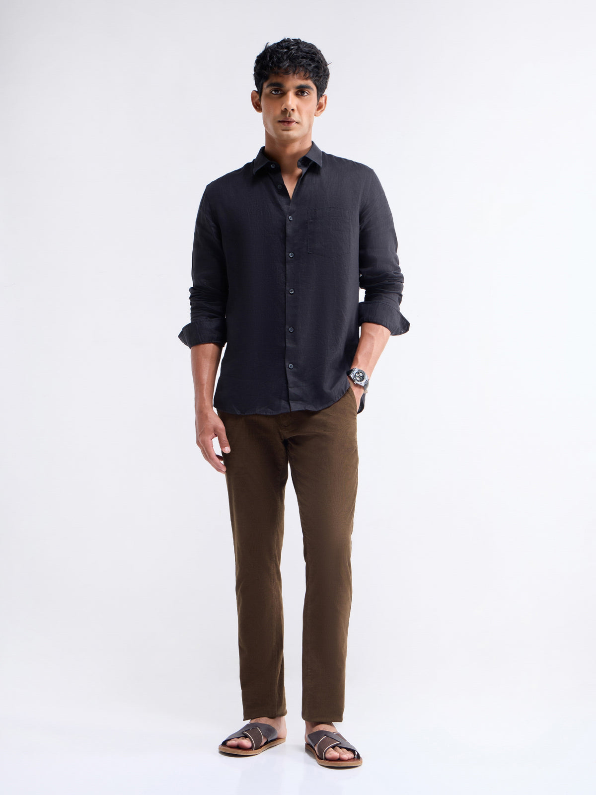 Slim Fit Cotton Stretch Trouser - Brown t4option_4