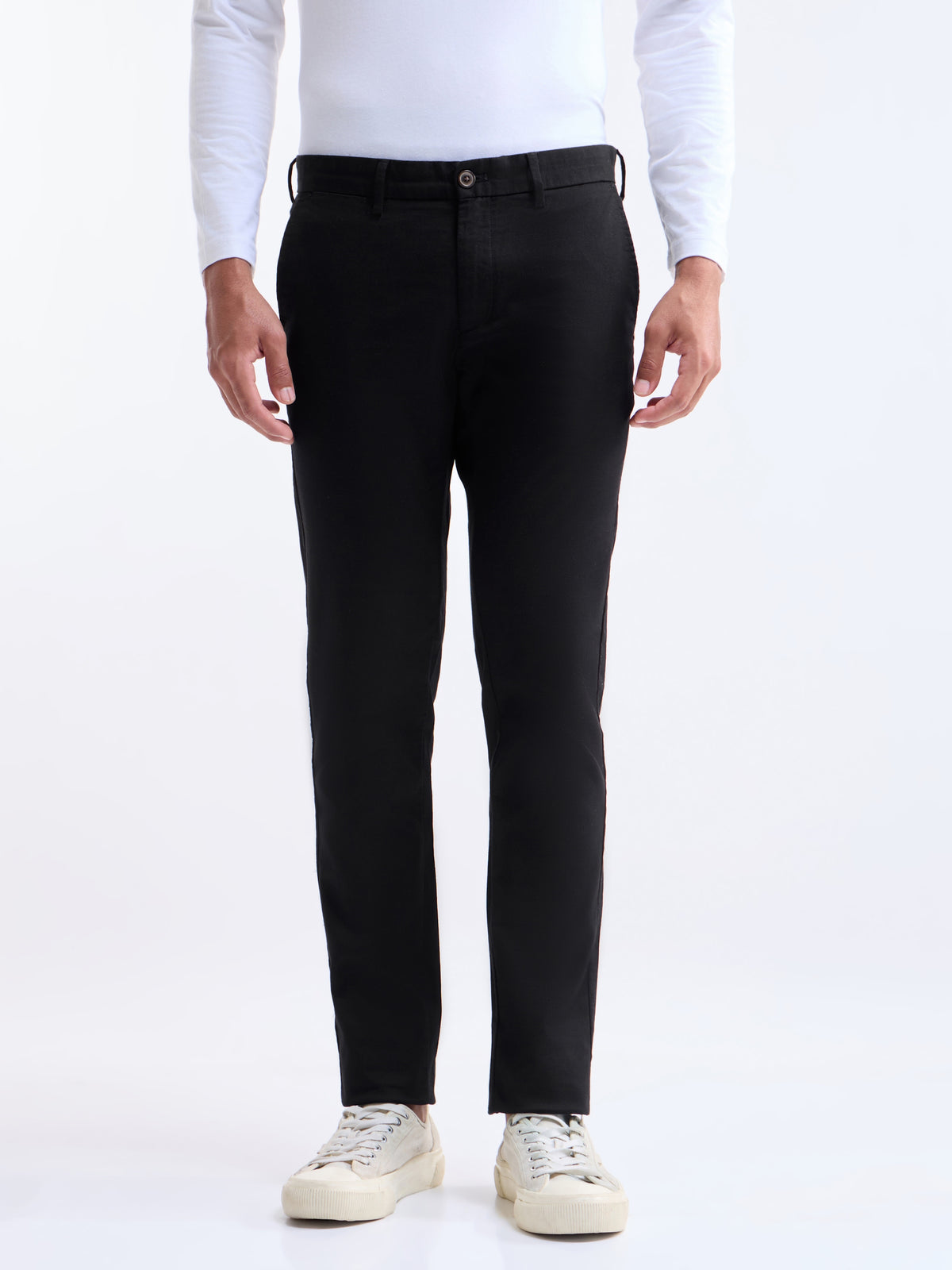 Slim Fit Cotton Stretch Trouser - Black t4option_0