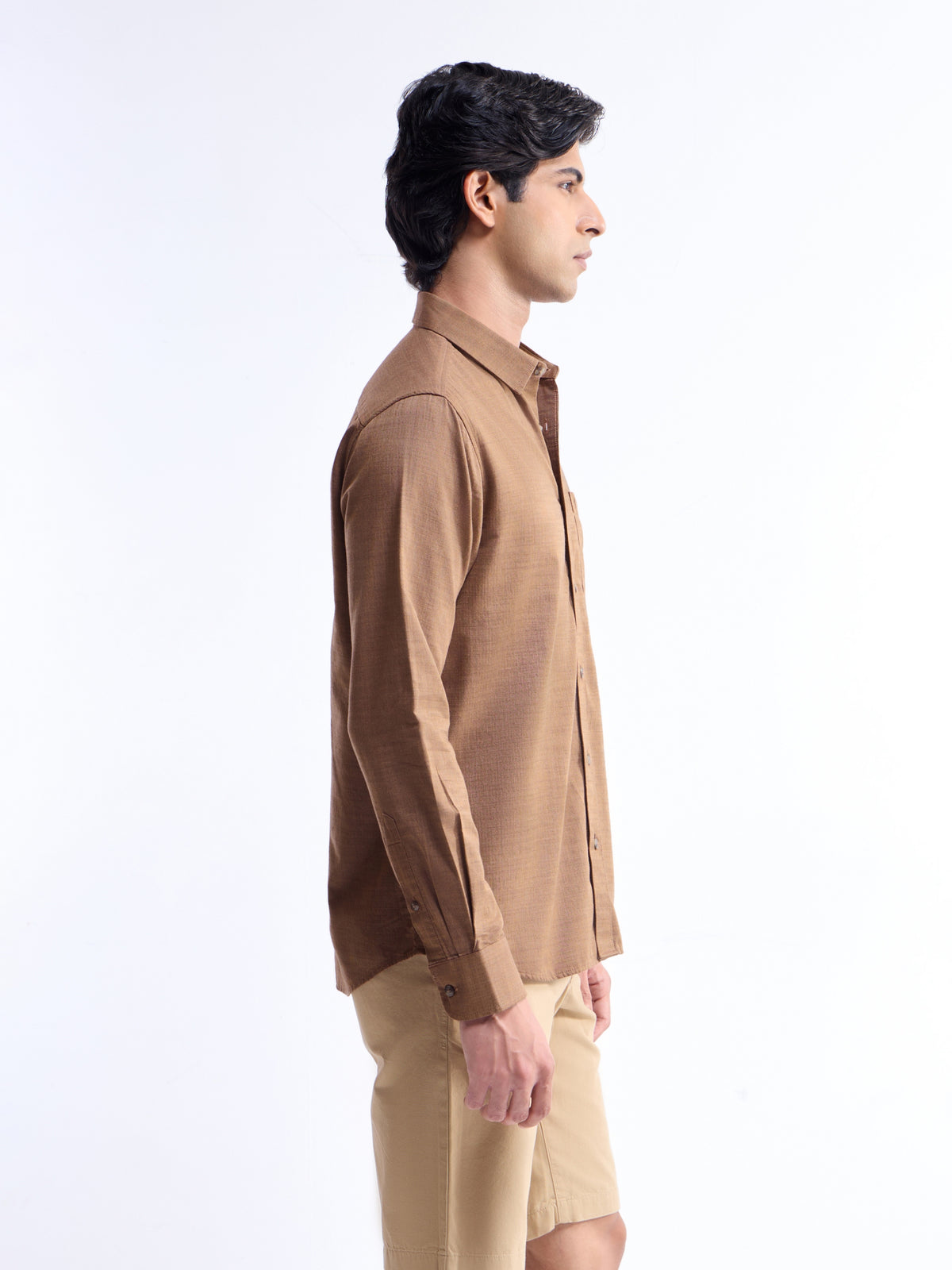 Solid Full Sleeve Cotton Shirt - Clay Mel t4option_0