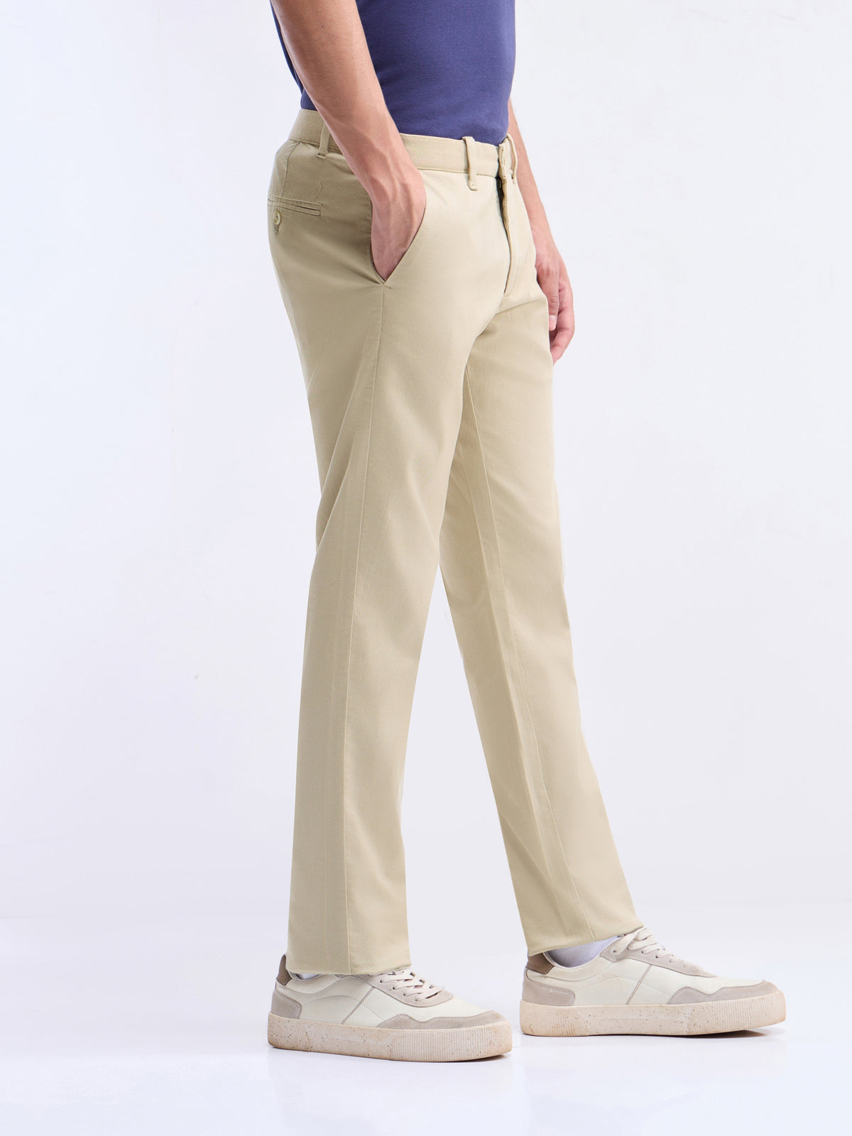 Slim Fit Cotton Stretch Trouser - Lt Khaki t4option_4