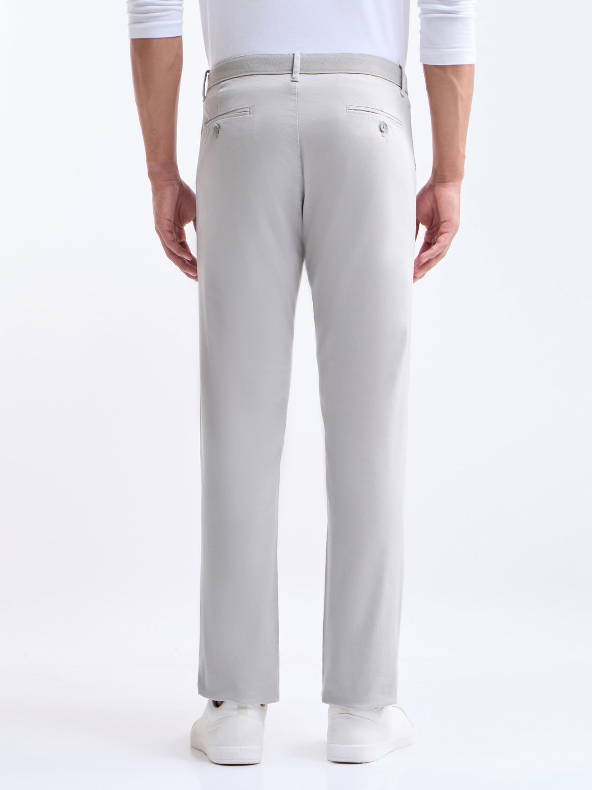 Slim Fit Cotton Stretch Trouser - Cement t4option_0