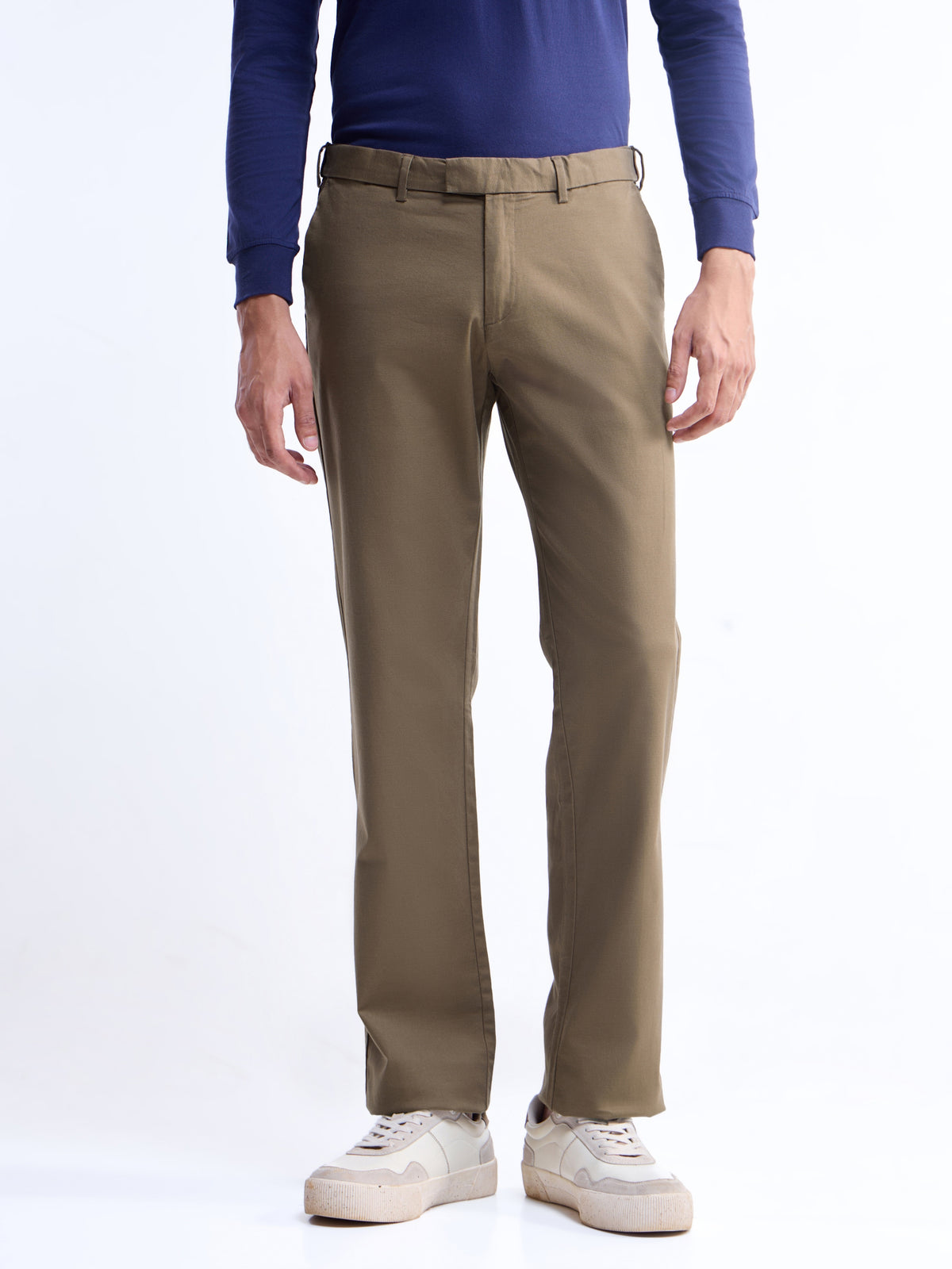 Regular Fit Cotton Tencel Spandex Trouser - Tan t4option_0