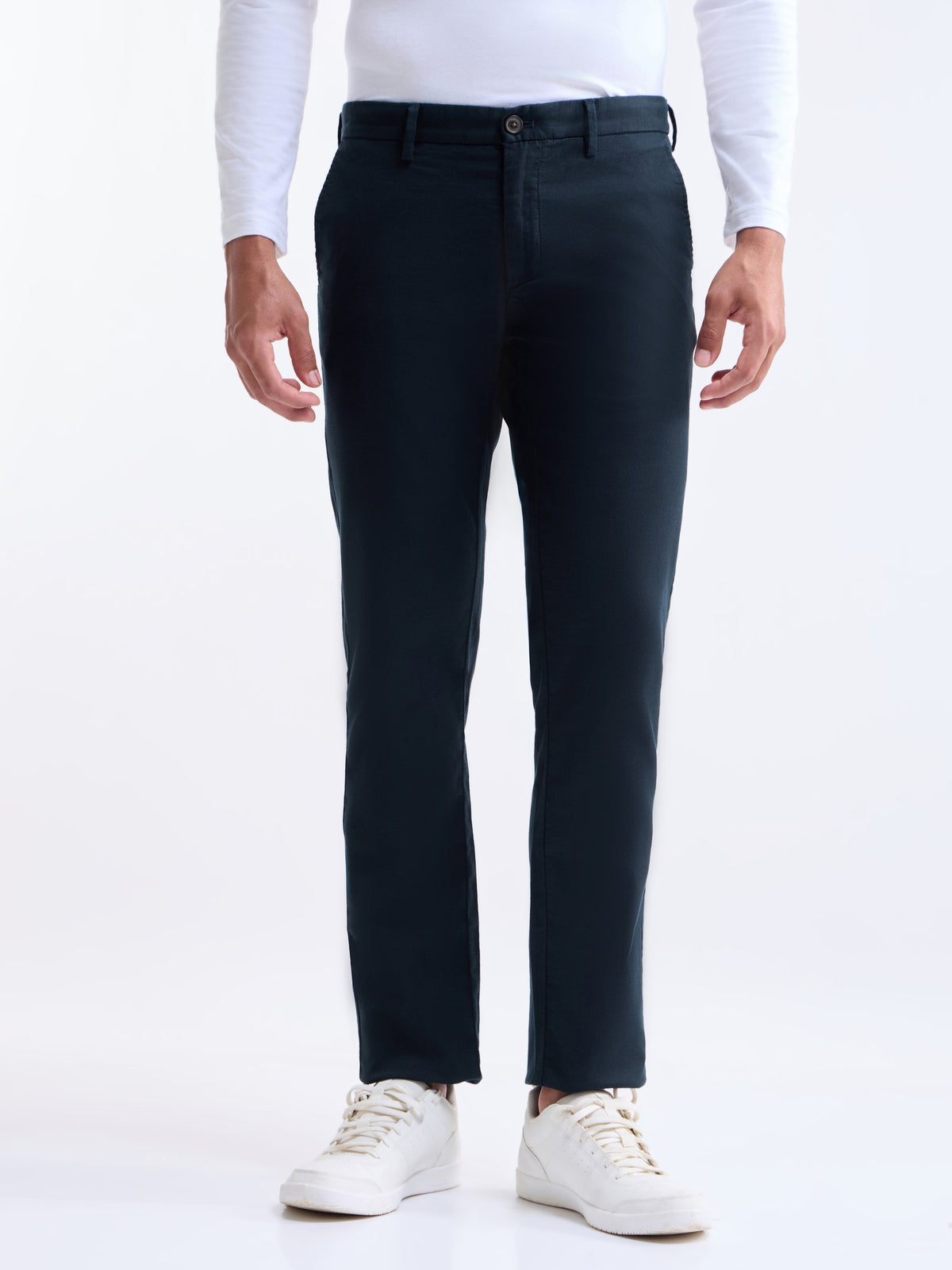 Slim Fit Cotton Stretch Trouser - Navy t4option_2