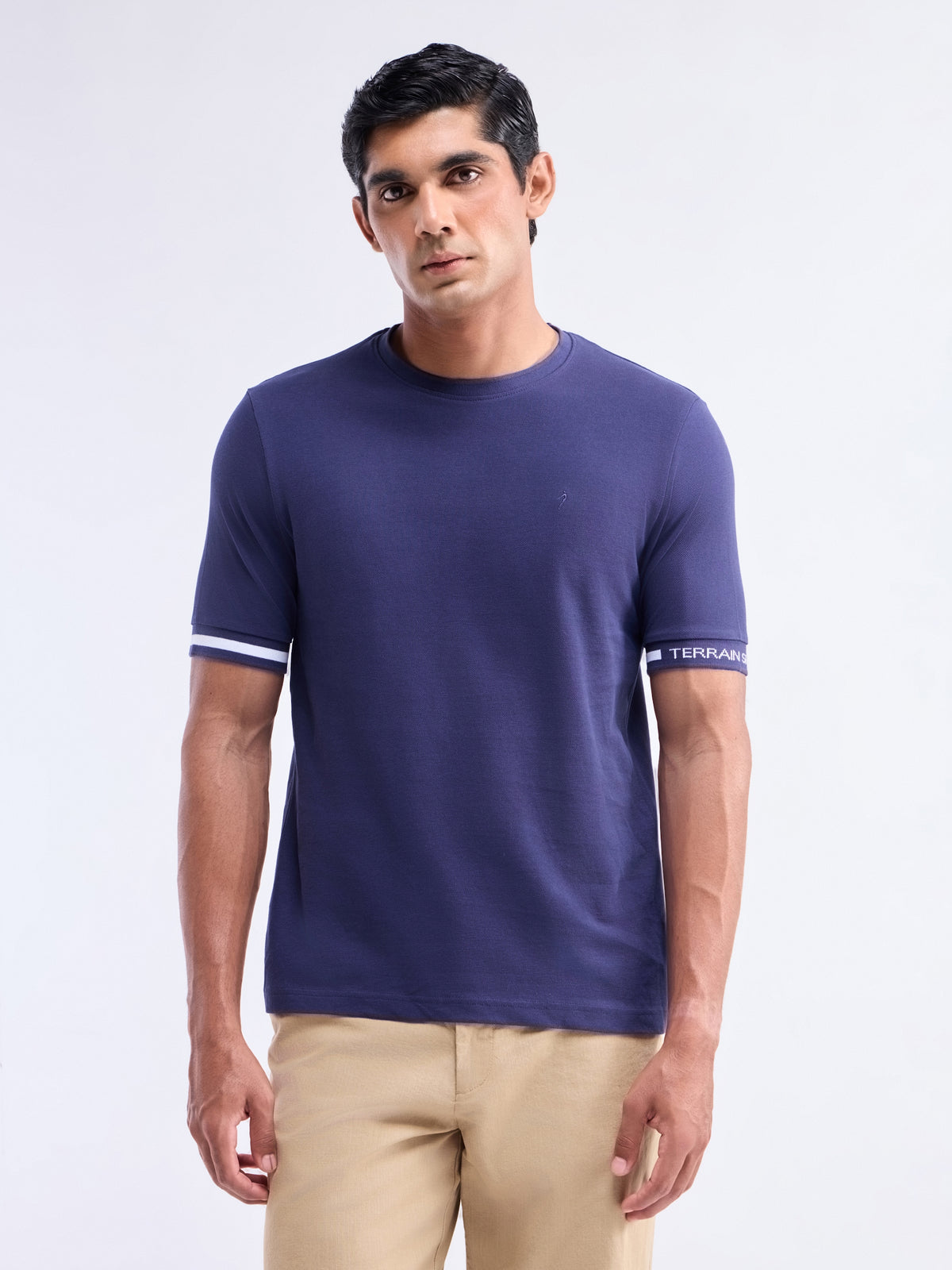 Solid Half Sleeve Regular Fit Crew Neck T-Shirt - Navy t4option_0