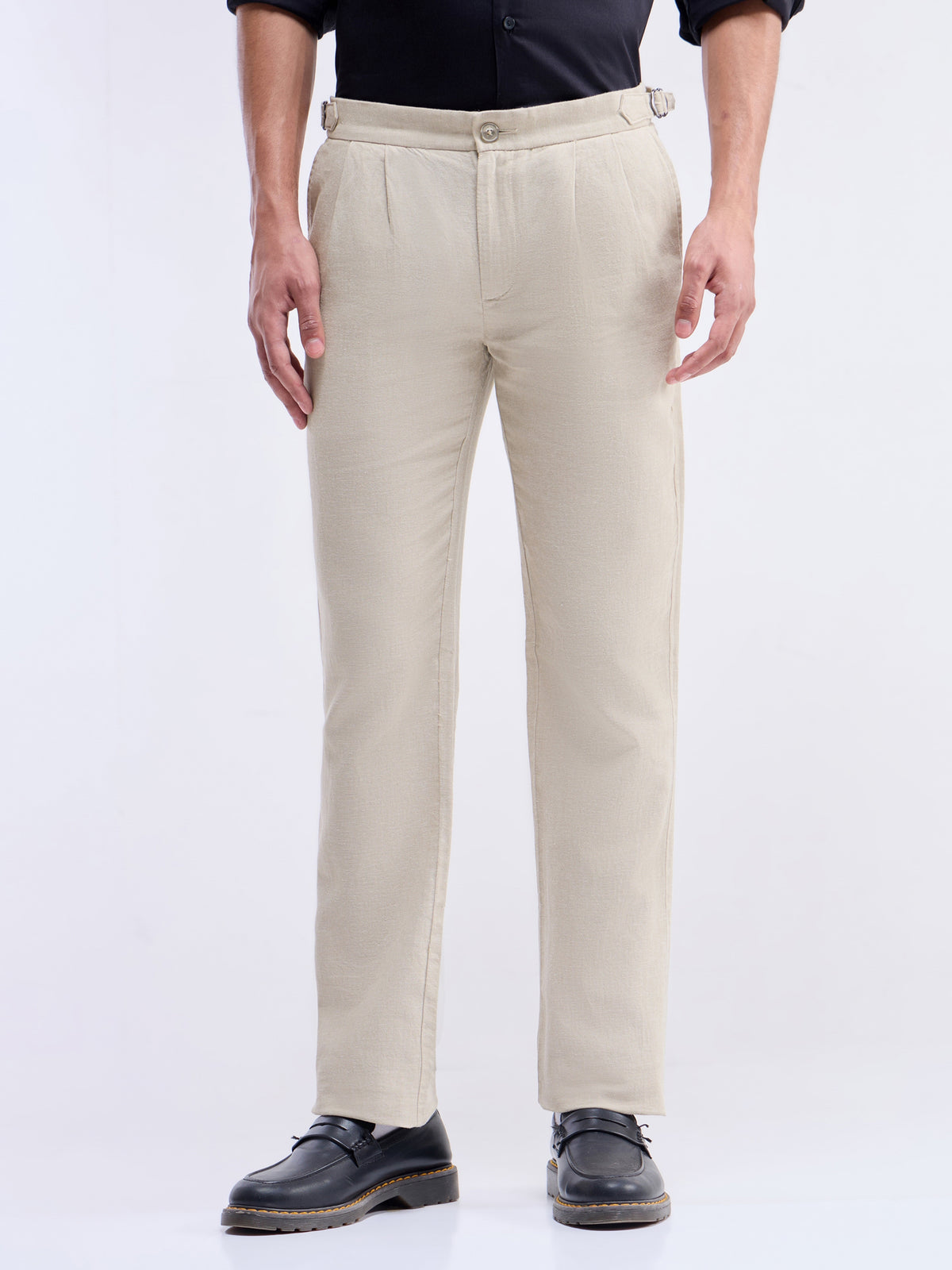 Regular Fit Cotton Linen Trouser - Natural t4option_0