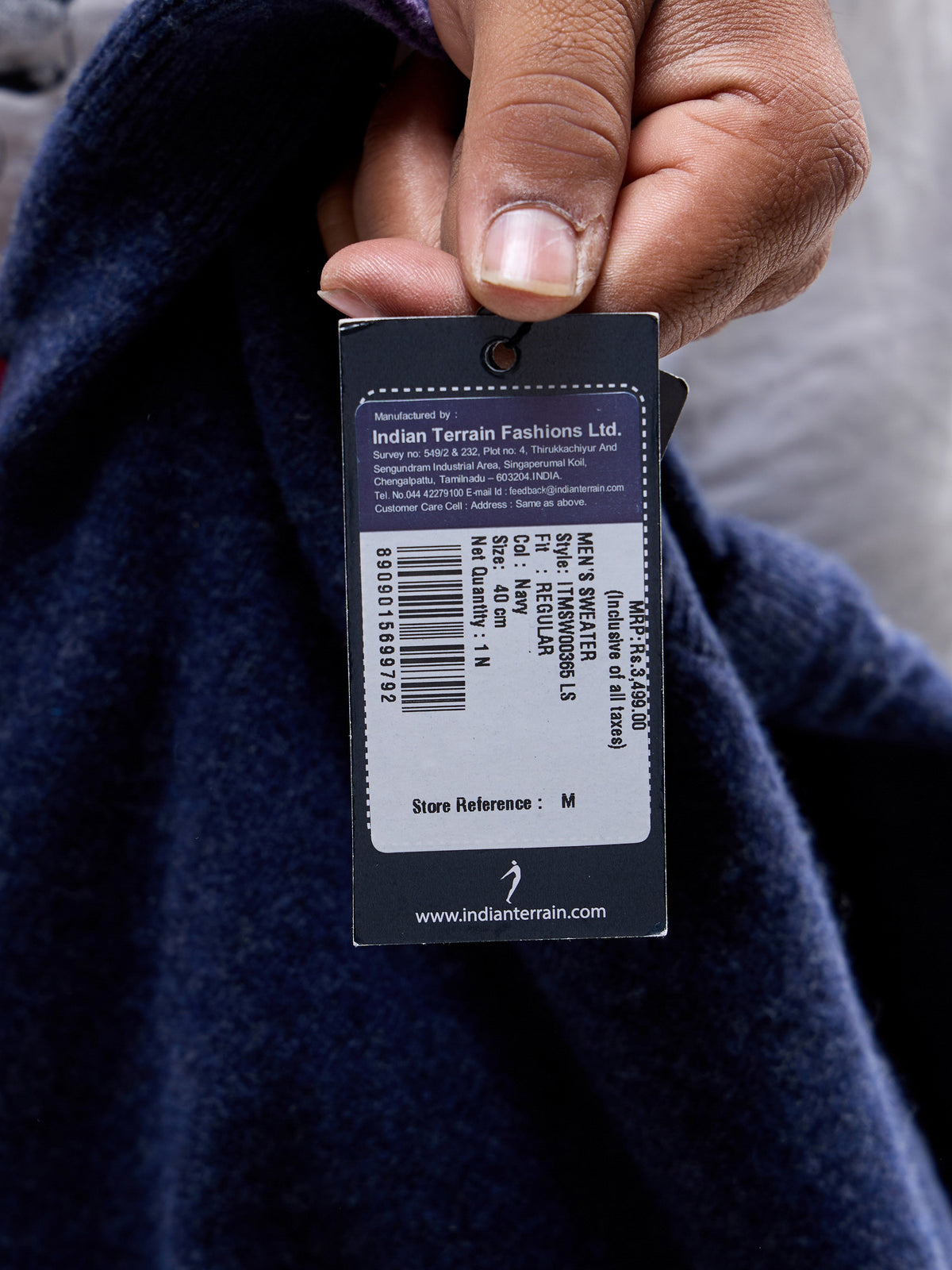 Solid Full Sleeve Crew Neck Sweater - Navy t4option_0
