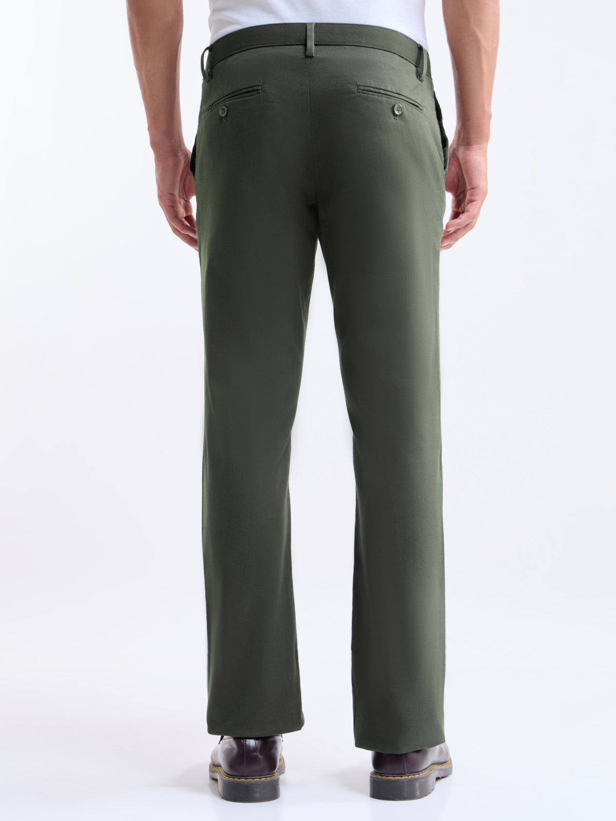 Regular Fit Cotton Stretch Trouser - Dark Olive t4option_0