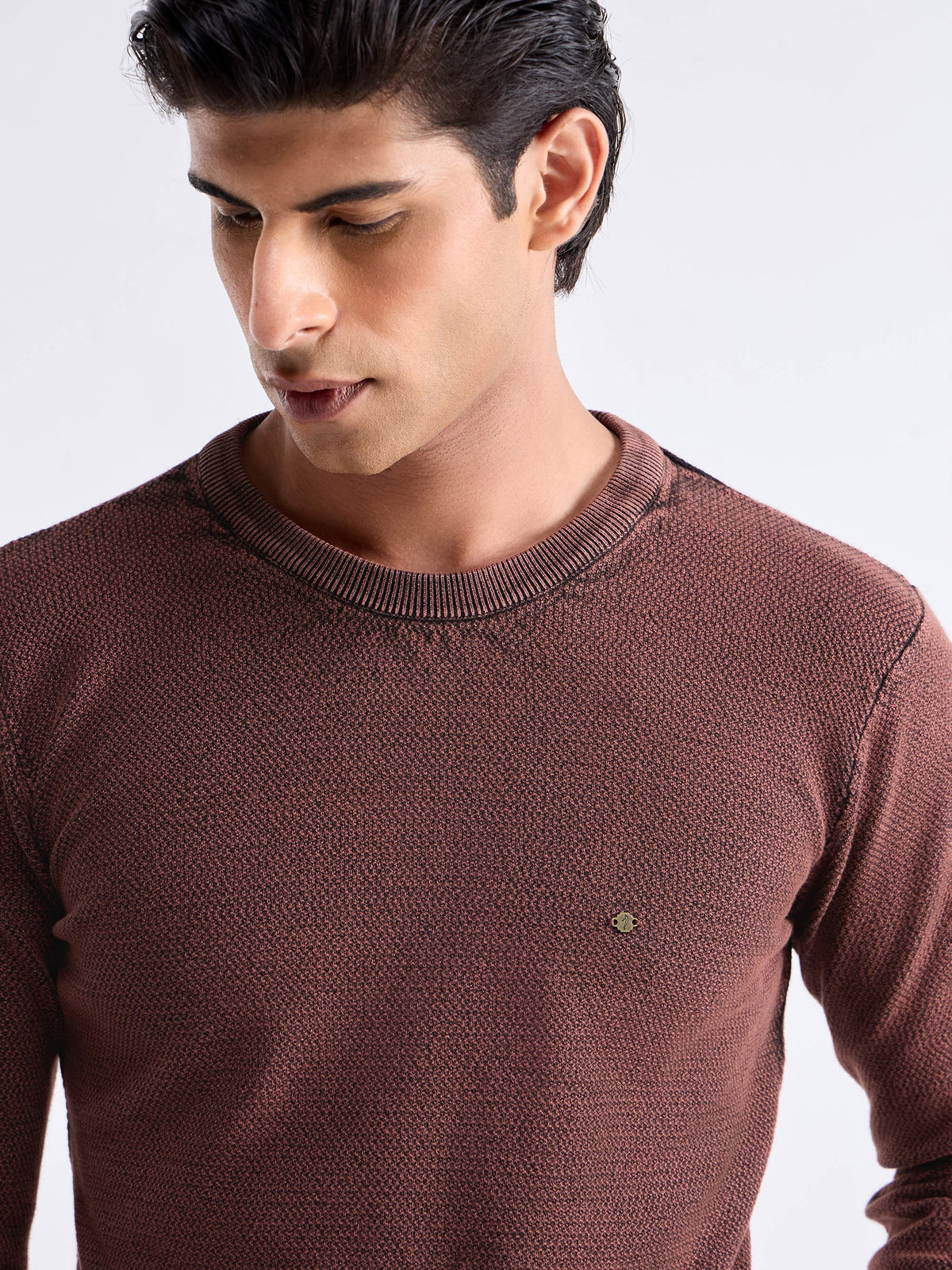 Textured Full Sleeve Jumper Sweater - Cappuccino t4option_0