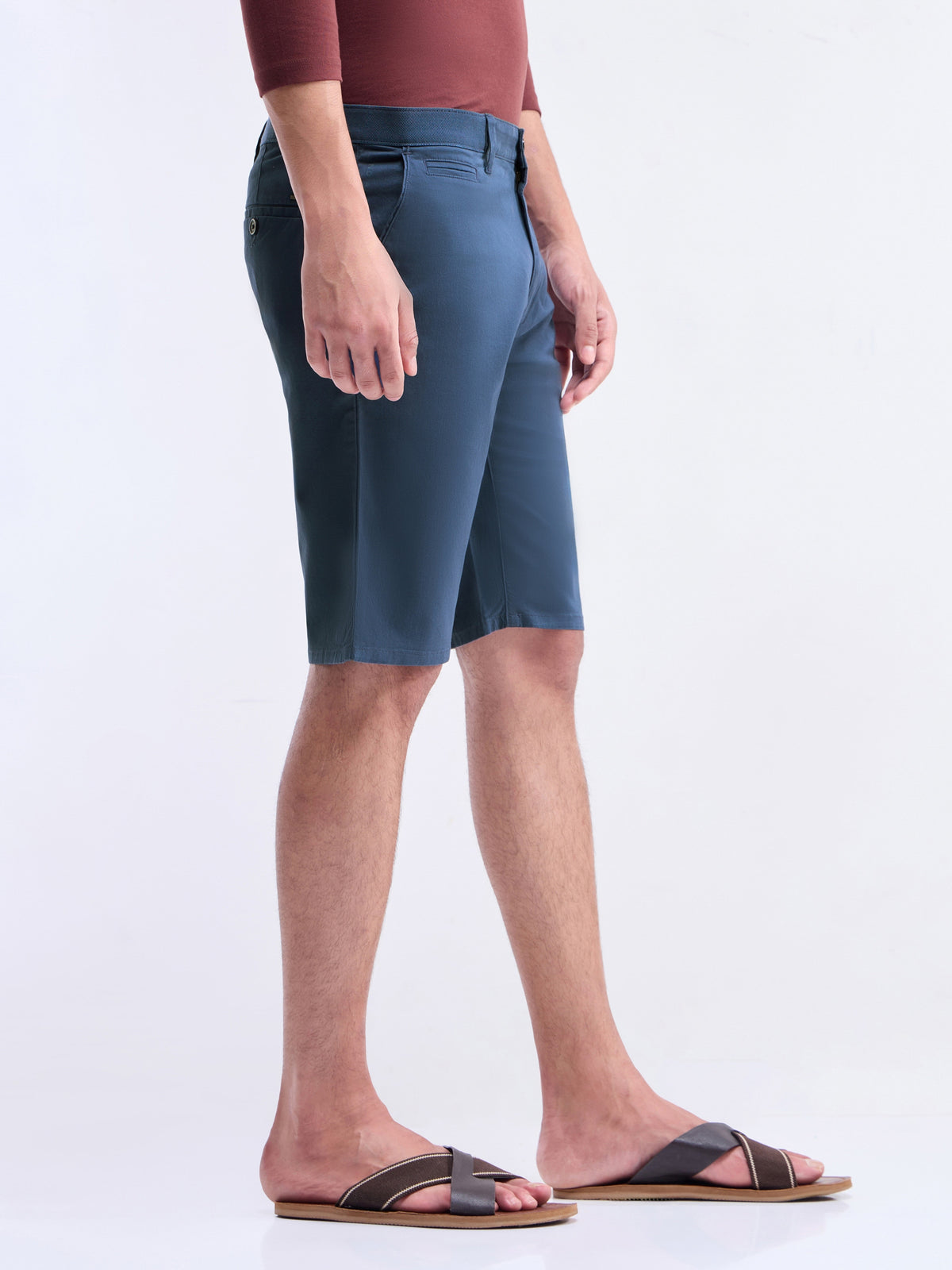 Solid Cotton Twill Shorts - Gasoline t4option_1
