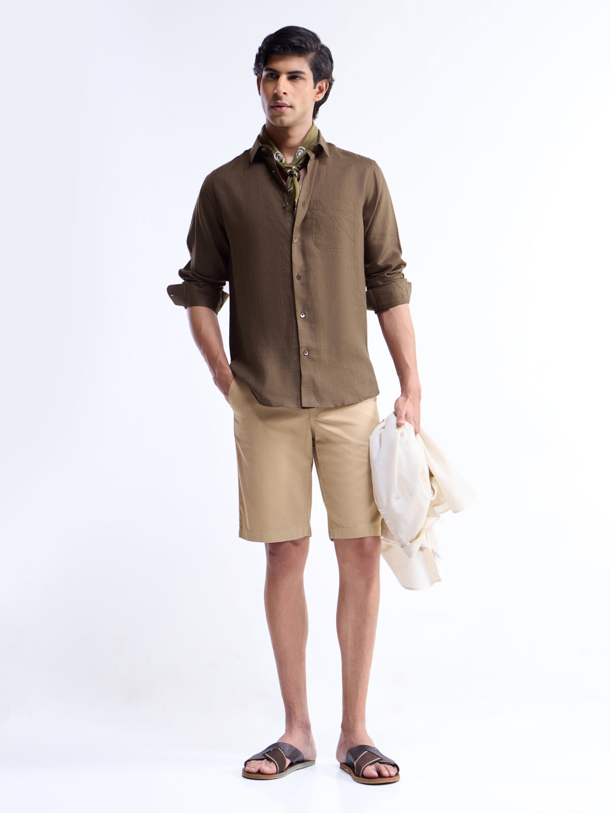 Solid Regular Fit Shirt - Choco t4option_2