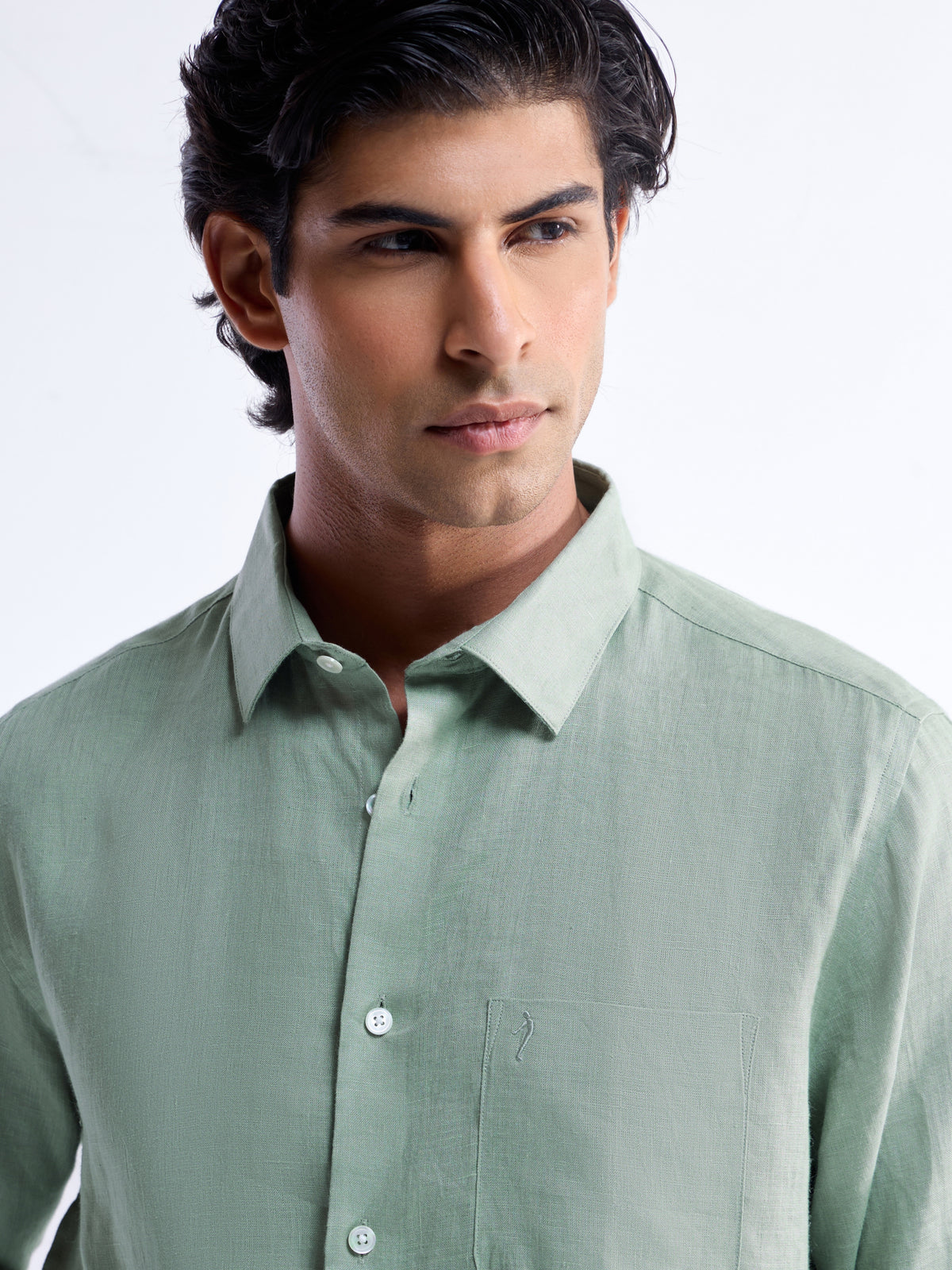 Solid Regular Fit Shirt - Green t4option_3