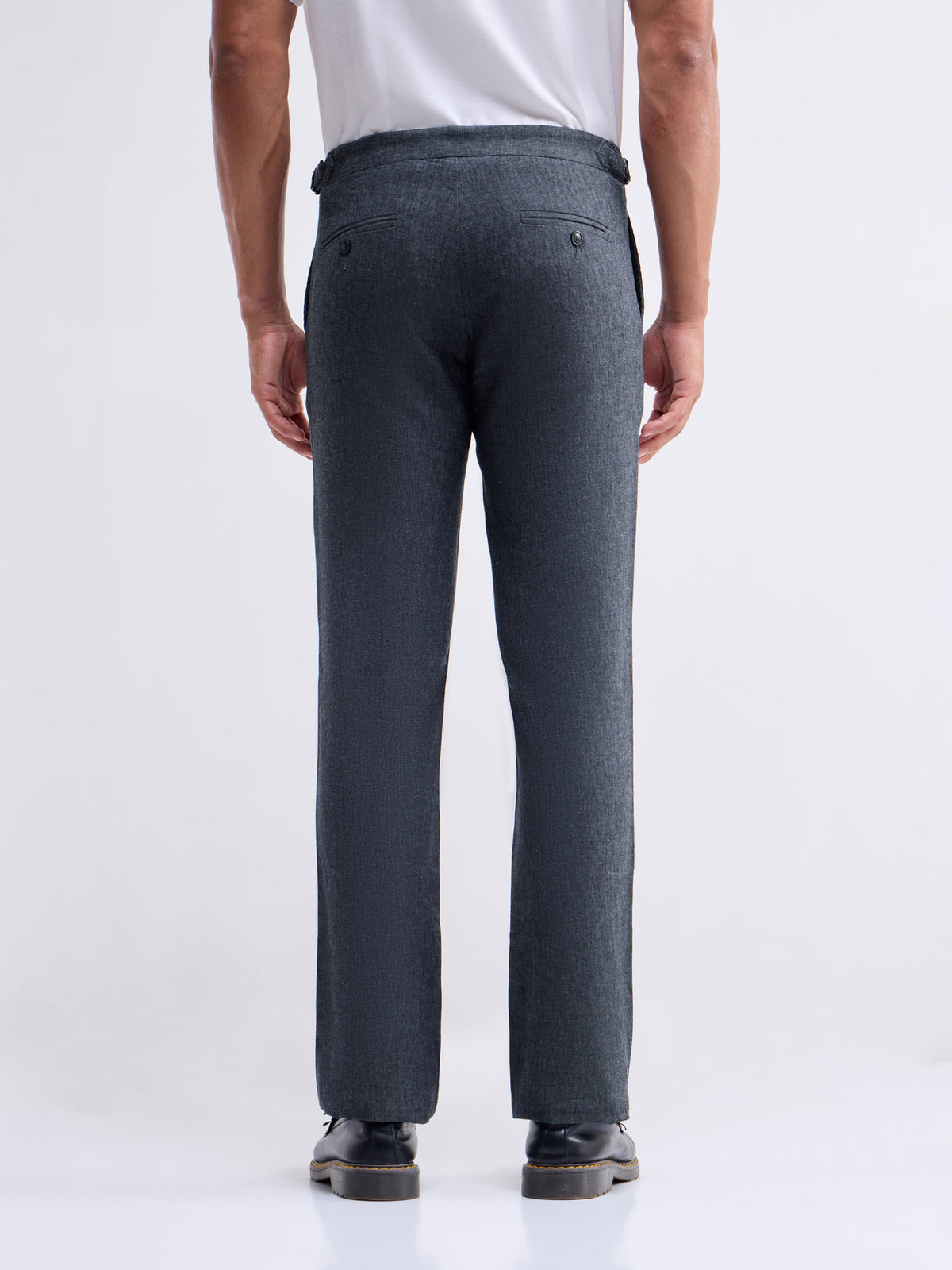 Regular Fit Cotton Linen Trouser - Dark Grey t4option_1