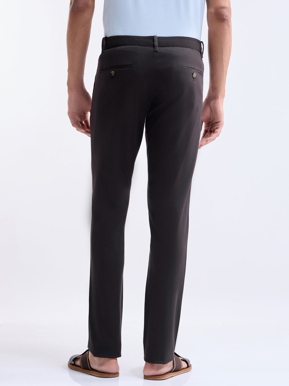 Slim Fit Cotton Stretch Trouser - Dark Choco t4option_1