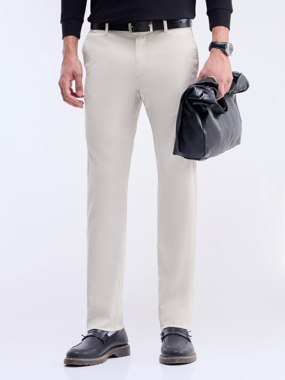 Slim Fit Cotton Stretch Trouser - Stone t4option_1