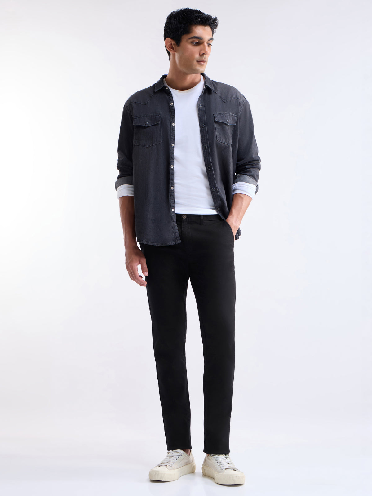 Slim Fit Cotton Stretch Trouser - Black t4option_0