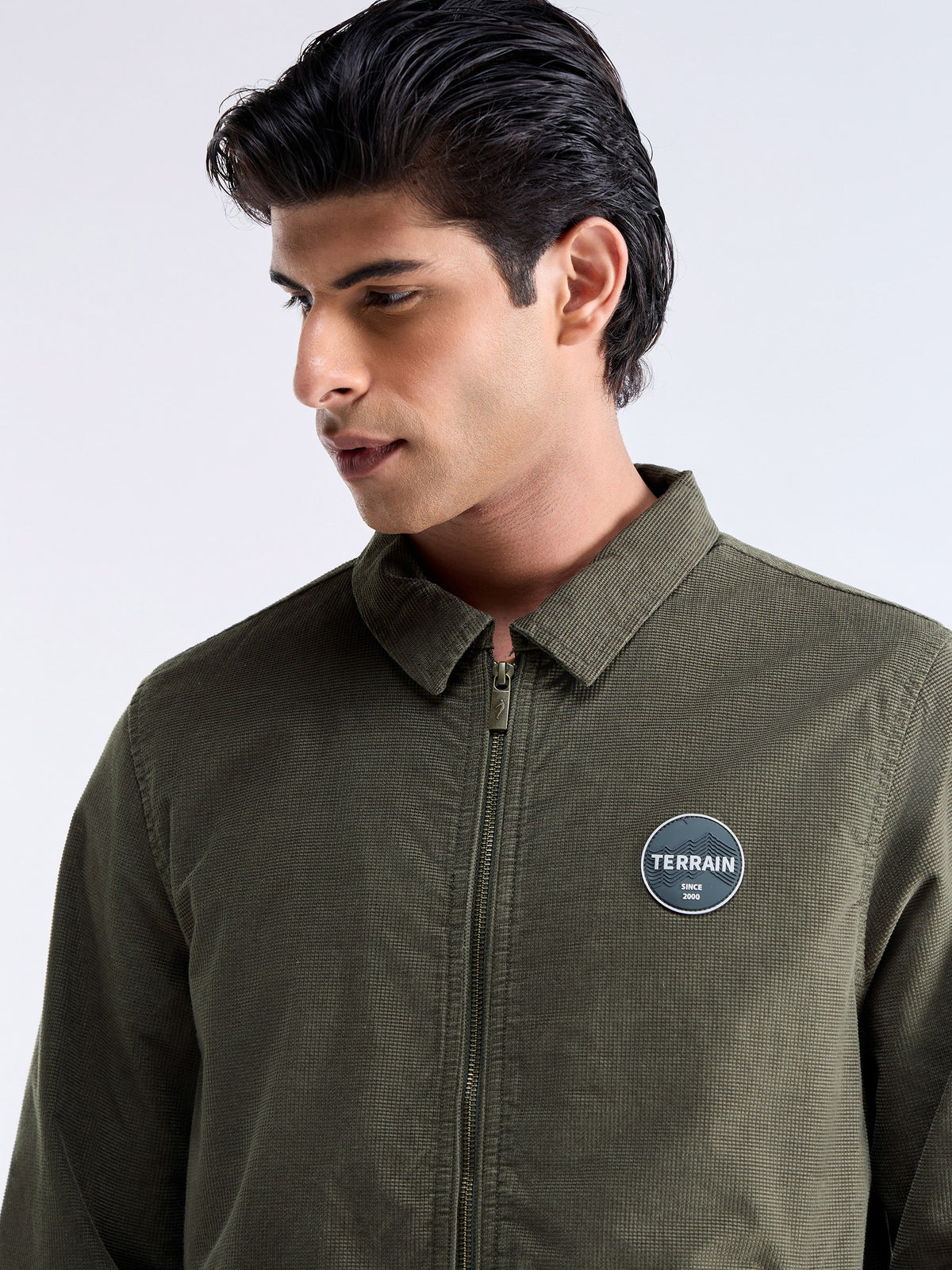 Solid Full Sleeve Bomber Jacket - Olive t4option_1