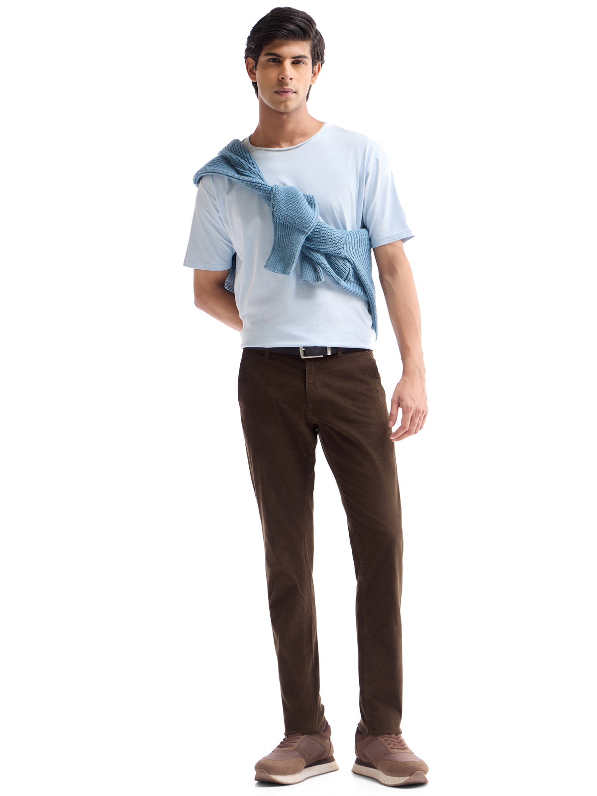 Slim Fit Cotton Stretch Trouser - Brown t4option_0