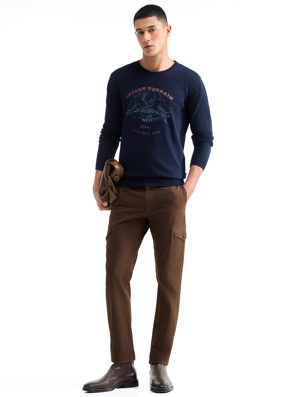 Graphic Full Sleeve Jumper Sweater - Dk Indigo t4option_0