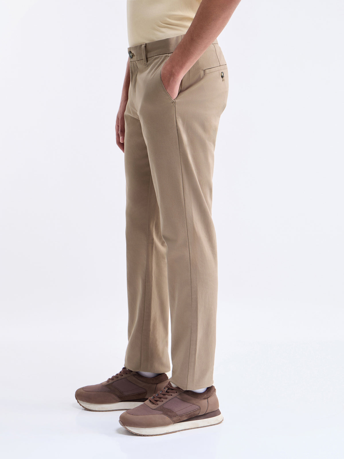 Slim Fit Cotton Stretch Trouser - New Khaki t4option_2