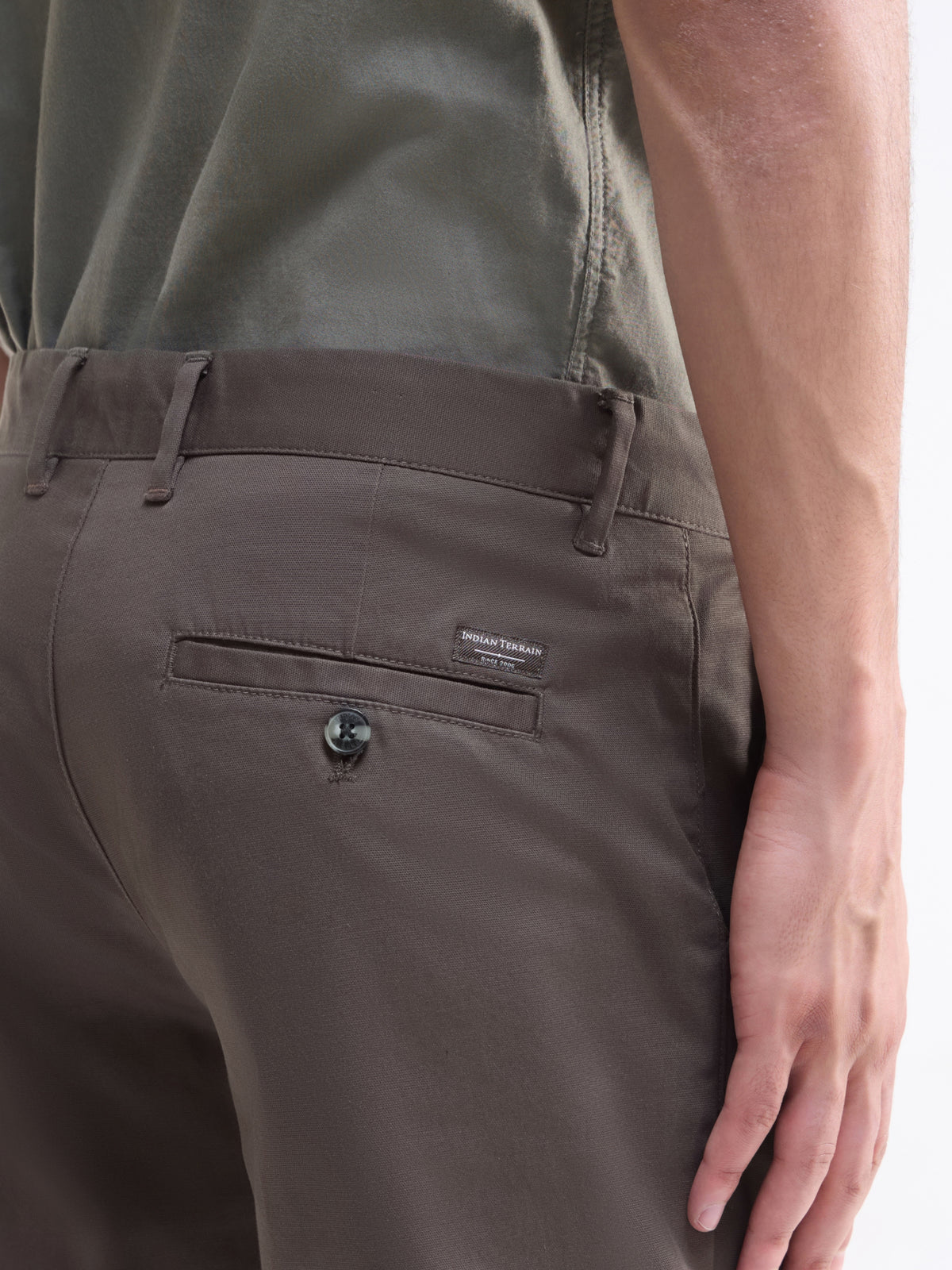 Regular Fit Cotton Stretch Trouser - Brown t4option_0