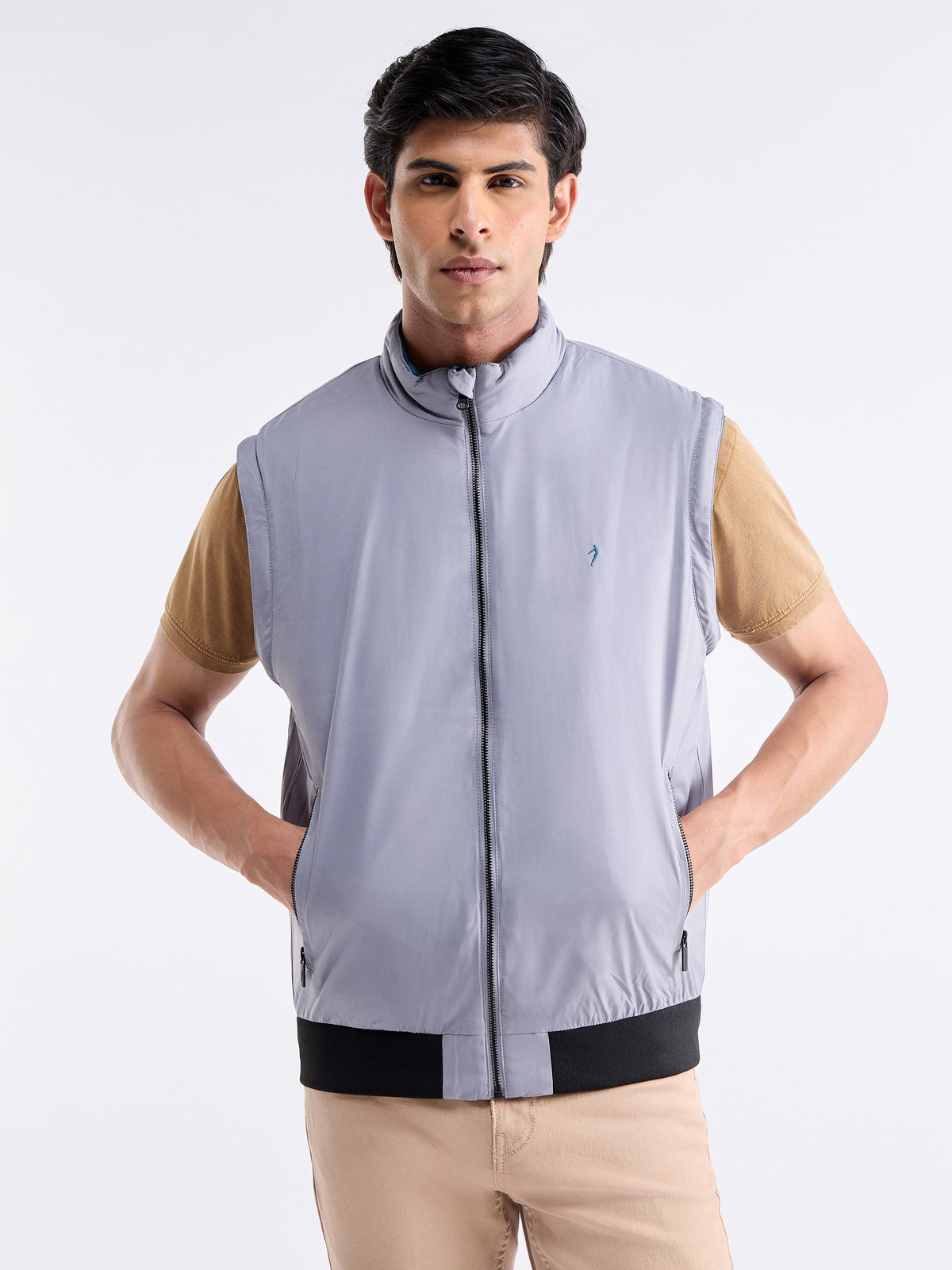 Solid Full Sleeve Bomber Jacket - Teal t4option_1