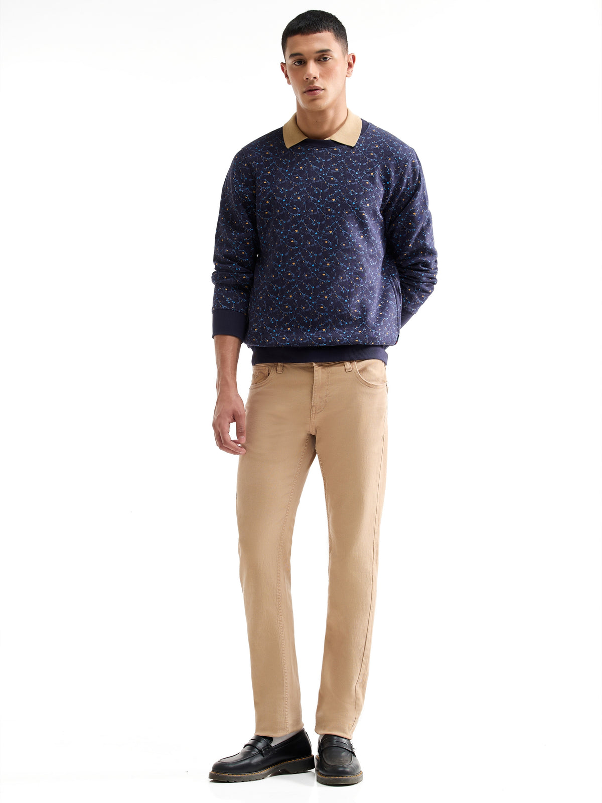 Printed Crew Neck Sweatshirt - Night Sky t4option_0