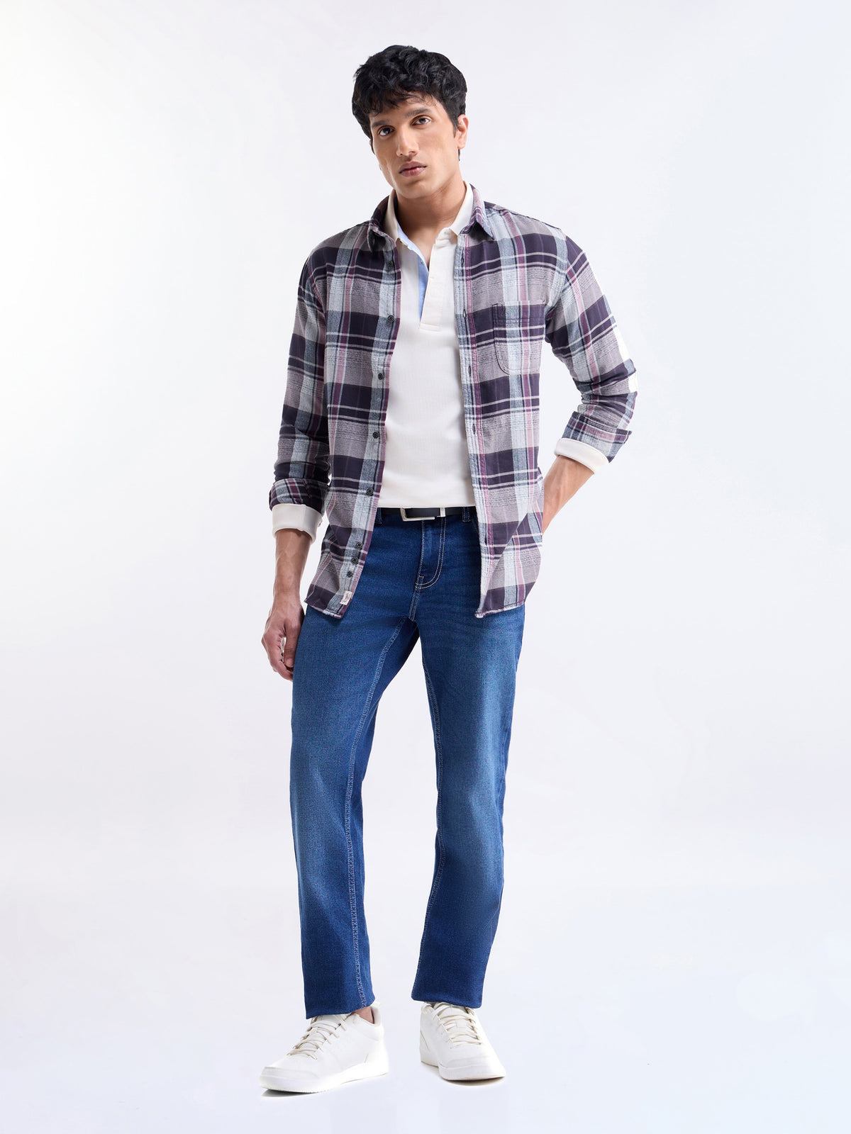 Check Full Sleeve Cotton Shirt - Plum t4option_0