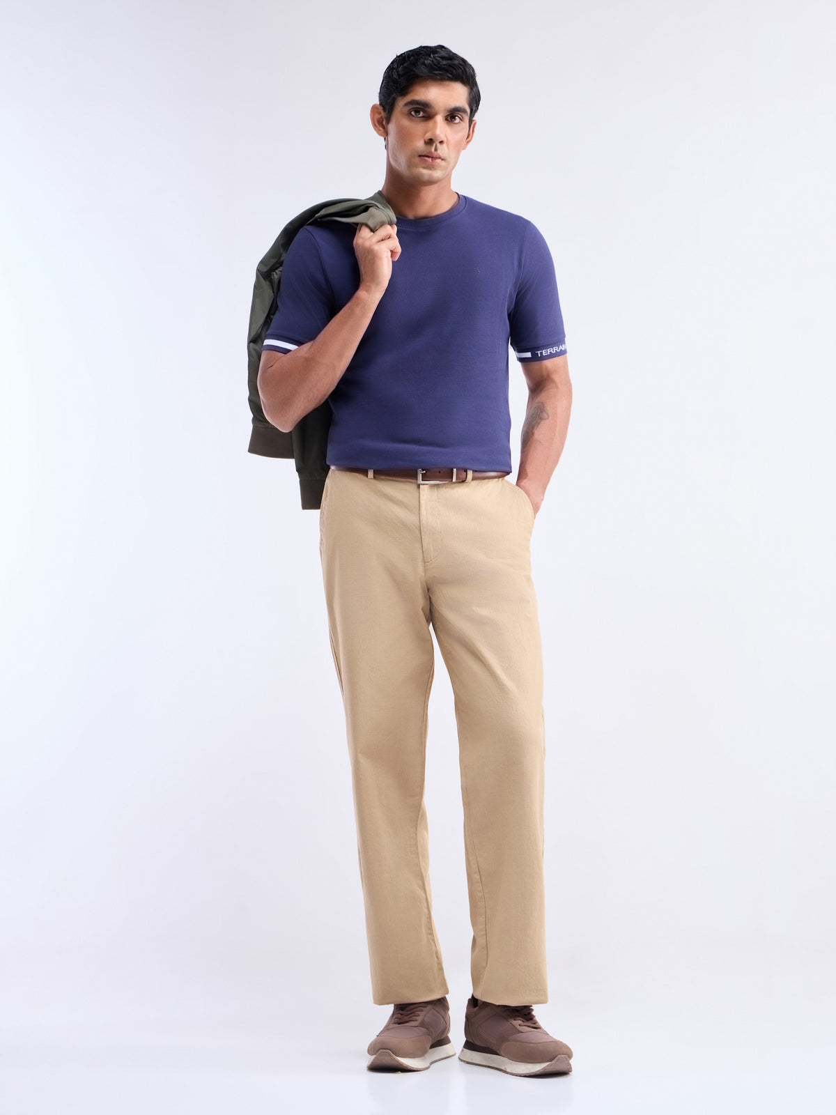 Solid Half Sleeve Regular Fit Crew Neck T-Shirt - Navy t4option_0