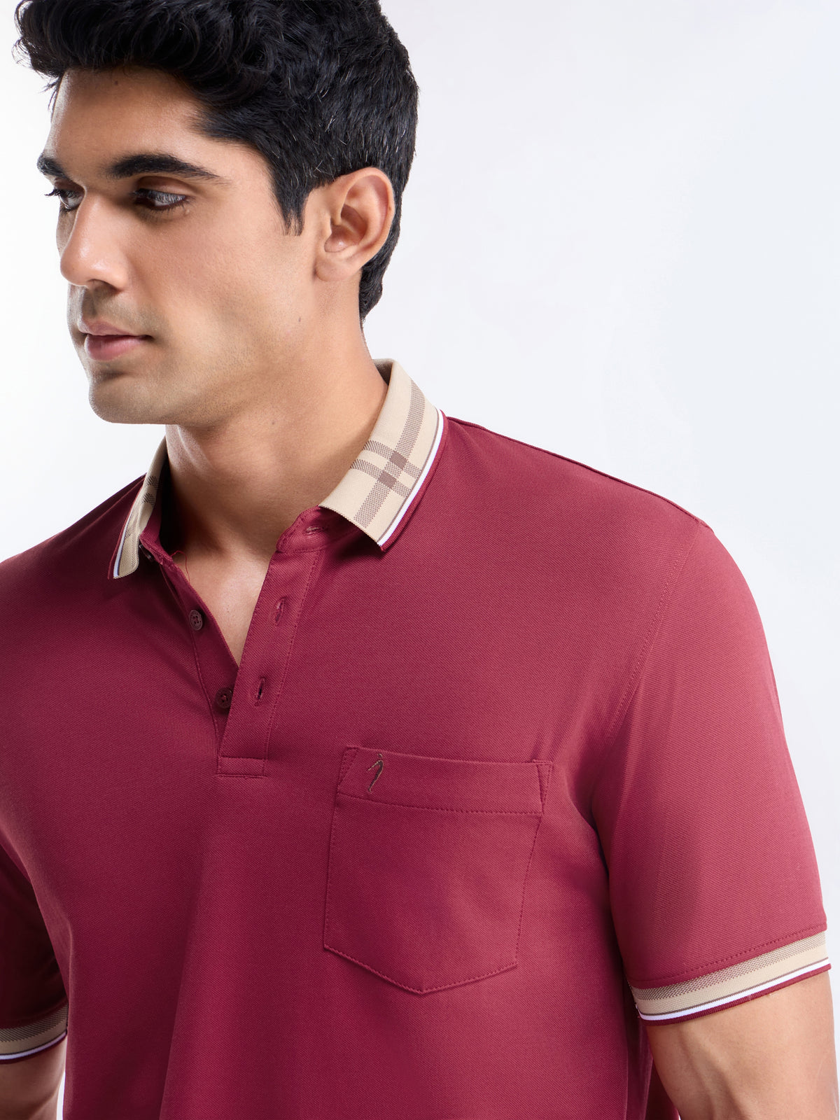 Solid Half Sleeve Regular Fit Polo T-Shirt - Maroon t4option_0