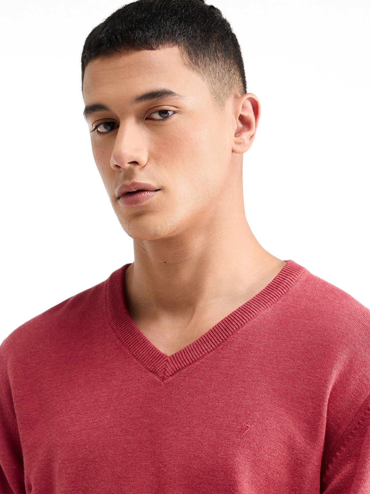 Solid Full Sleeve Jumper Sweater - Savvy Red t4option_1