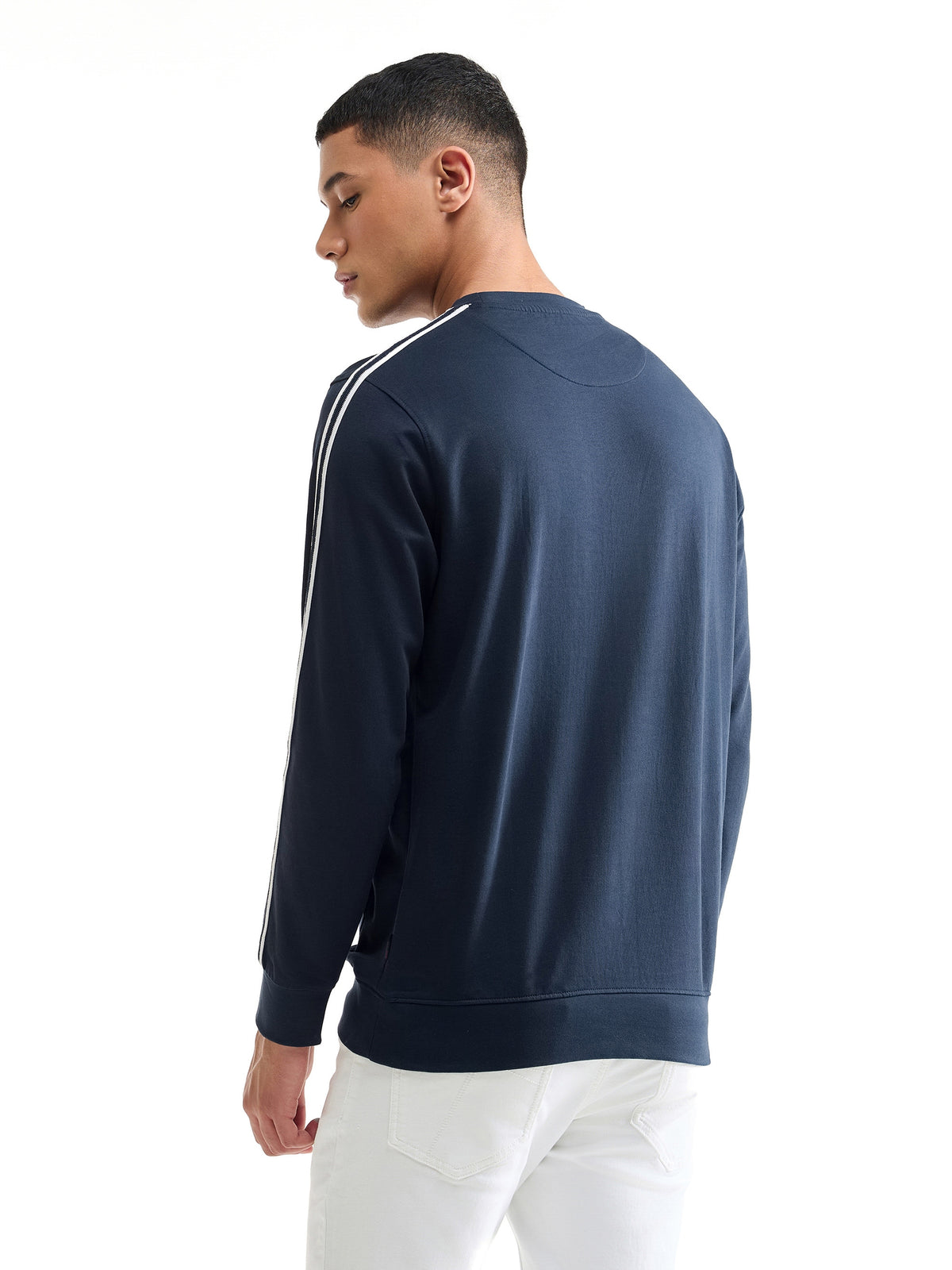 Graphic Crew Neck Sweatshirt - Navy t4option_0