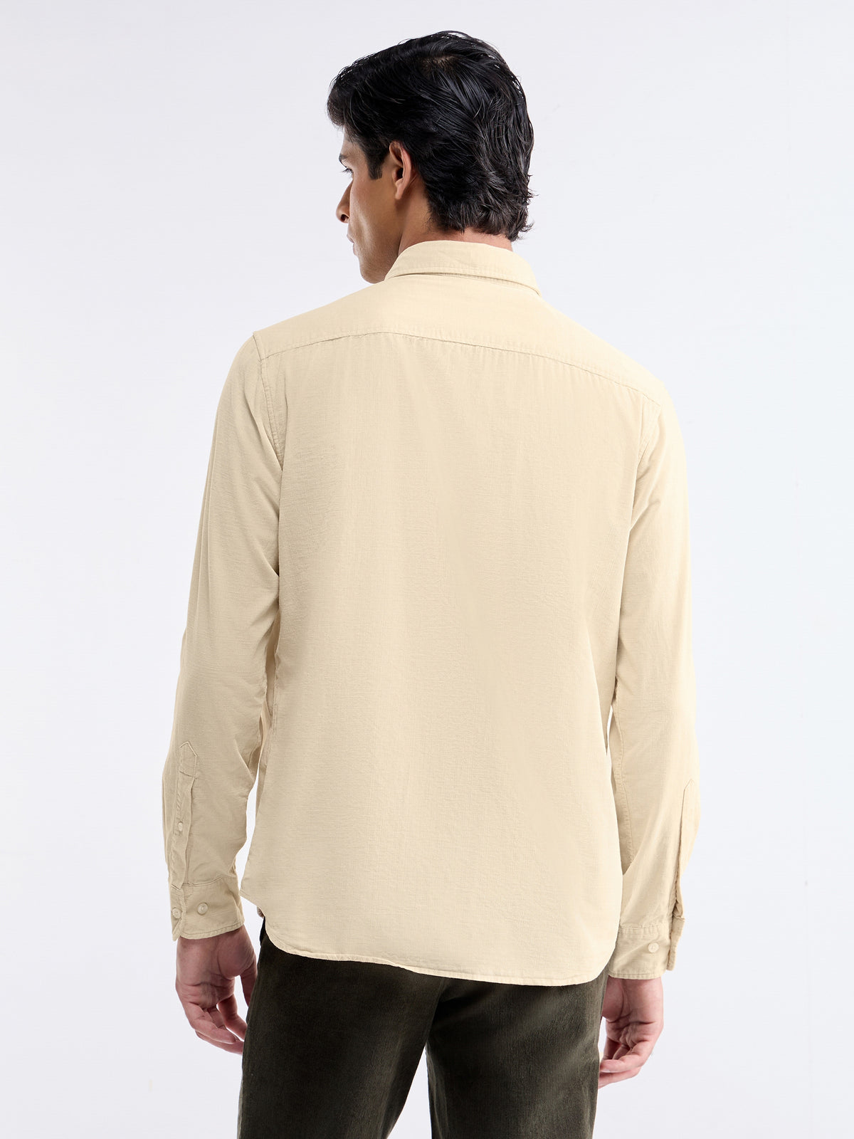 Check Full Sleeve Cotton Shirt - Ecru t4option_1