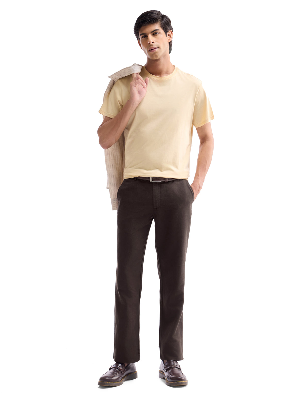 Regular Fit Cotton Linen Trouser - Dark Choco t4option_0