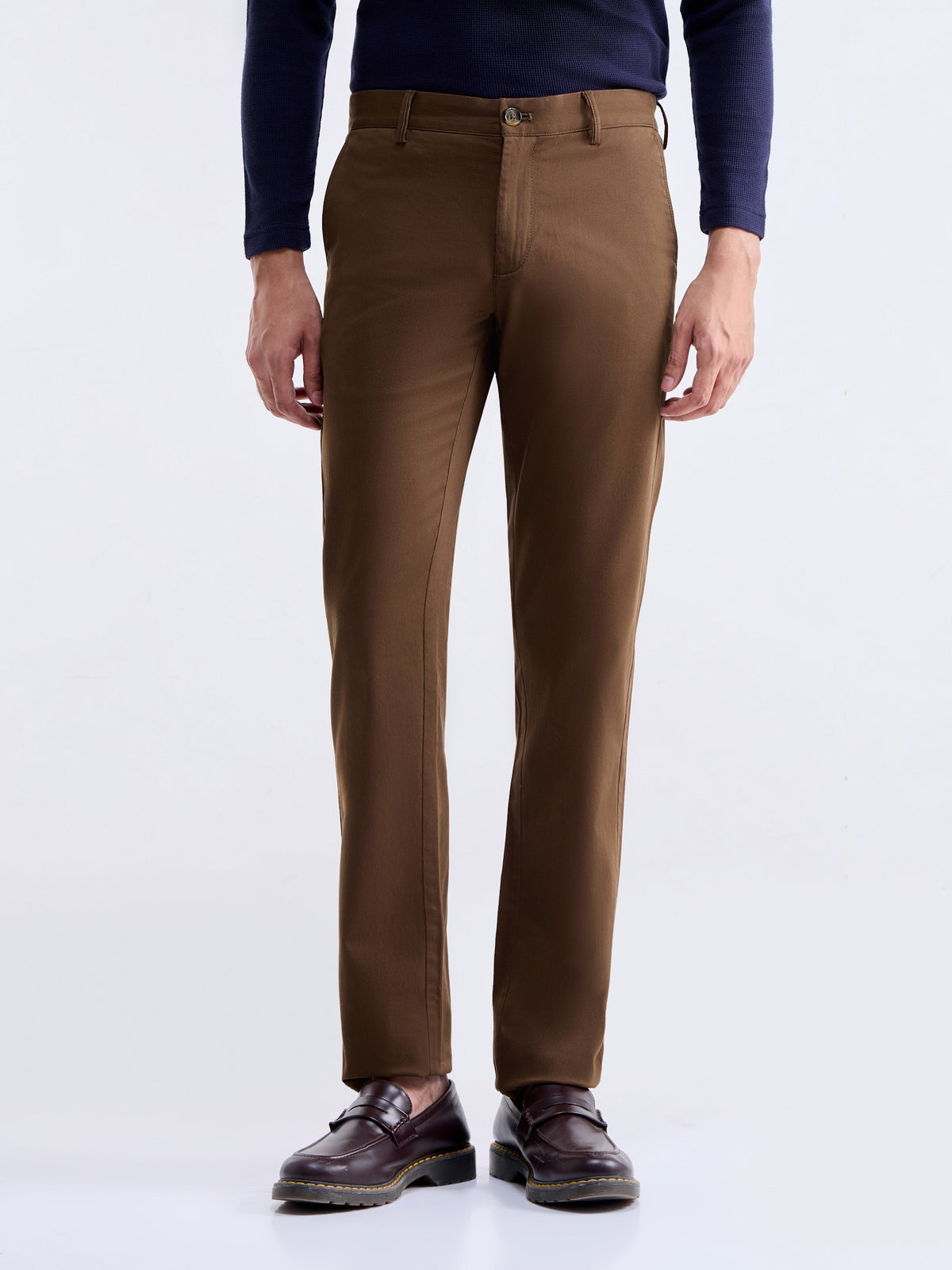 Slim Fit Cotton Stretch Trouser - Choco t4option_2