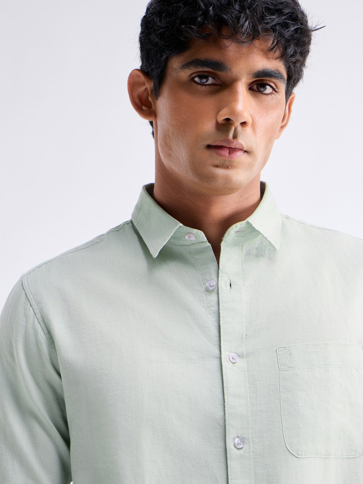 Solid Full Sleeve Cotton Blend Shirt - Slate t4option_1