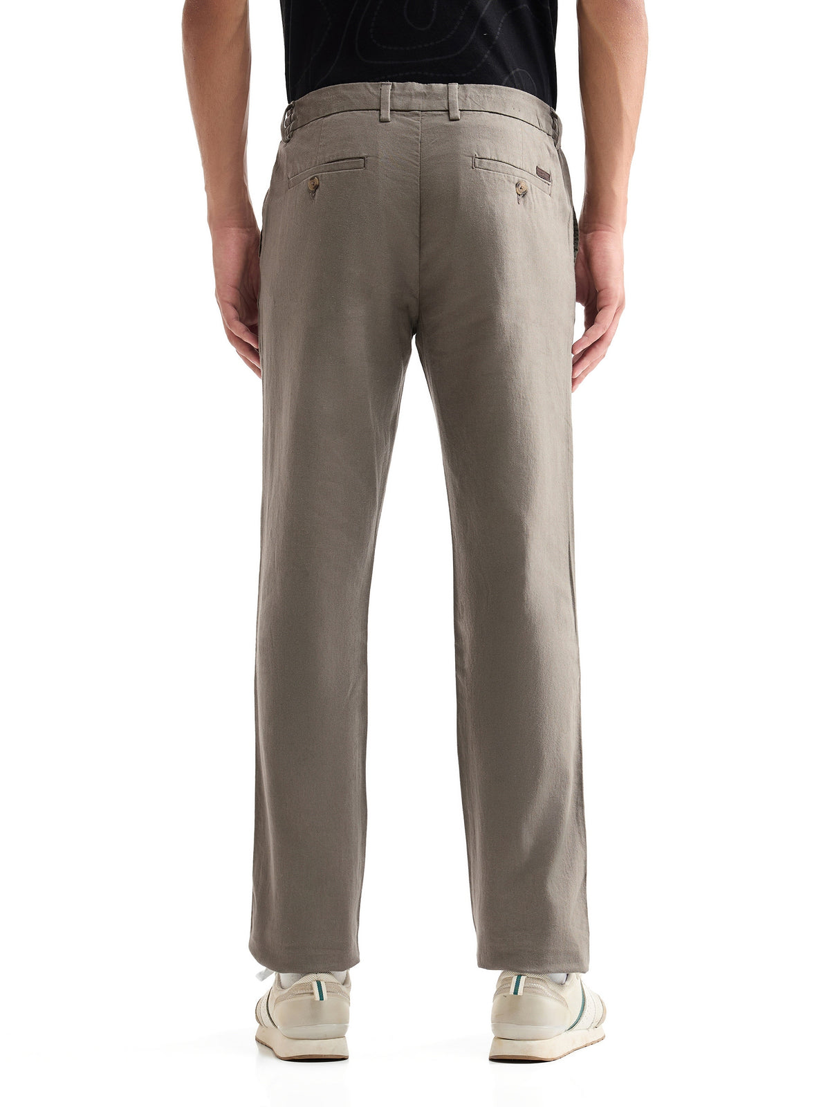 Regular Fit Cotton Linen Trouser - Olive t4option_2