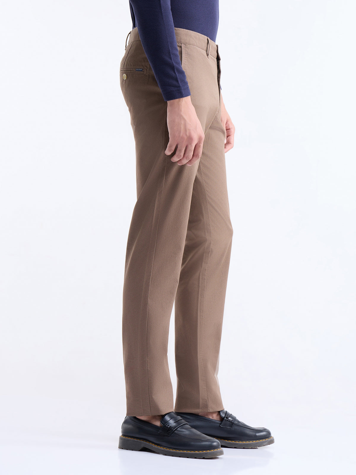 Printed Slim Fit Cotton Trouser - Tan t4option_0
