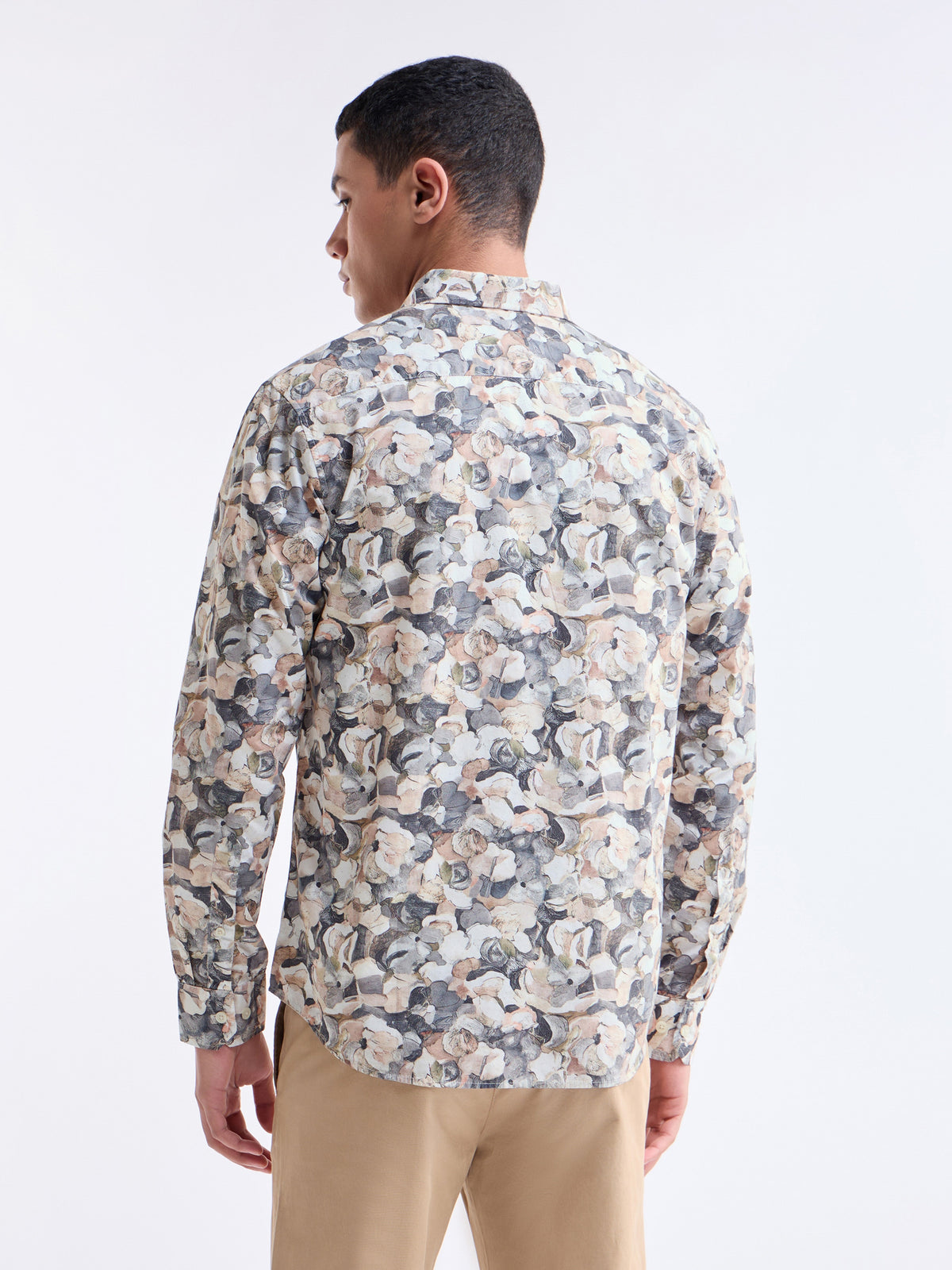 Printed Full Sleeve Cotton Shirt - Gasoline t4option_0
