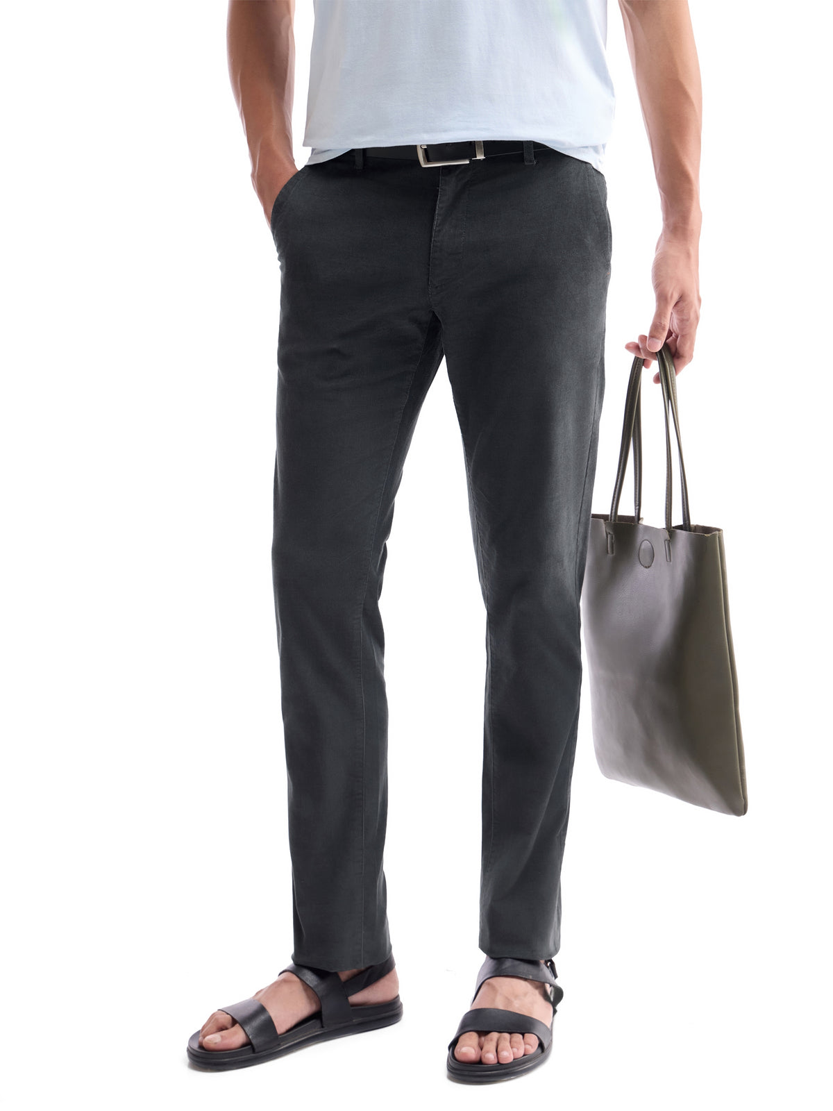 Slim Fit Cotton Stretch Trouser - Grey t4option_1