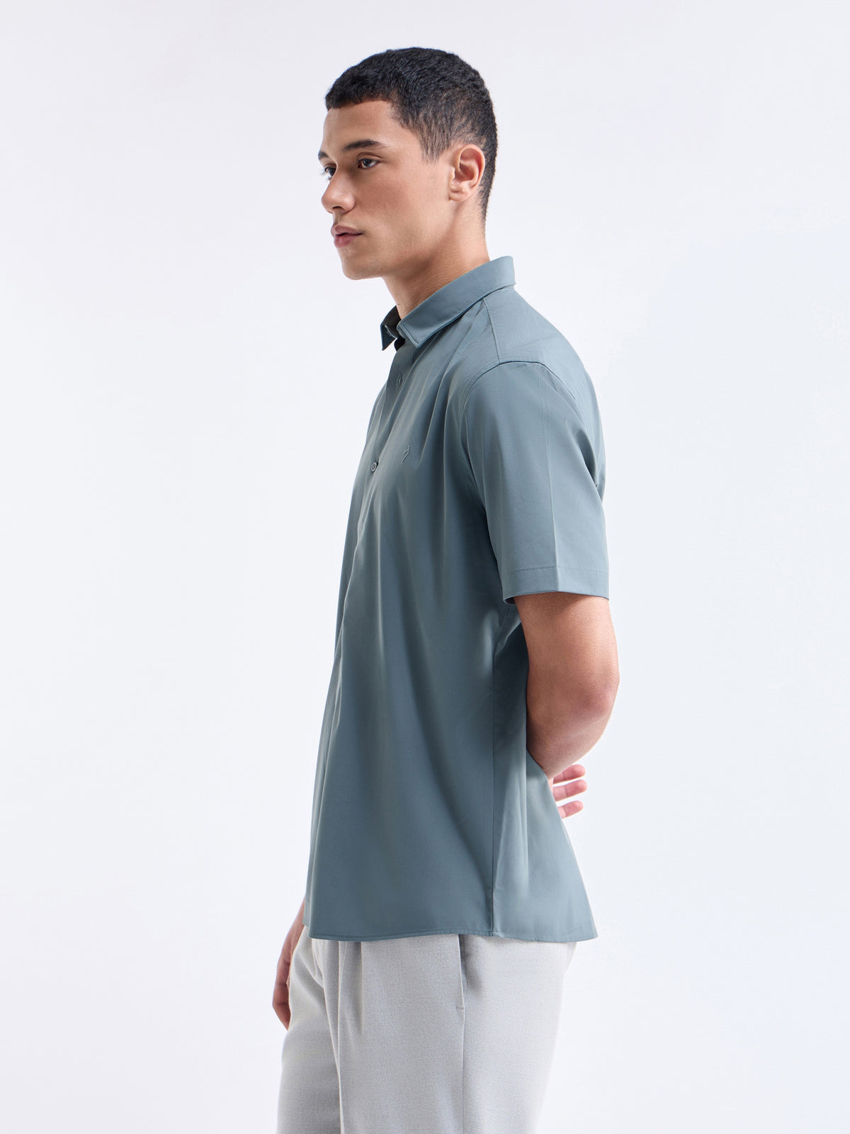 Solid Half Sleeve Shirt - Olive t4option_0