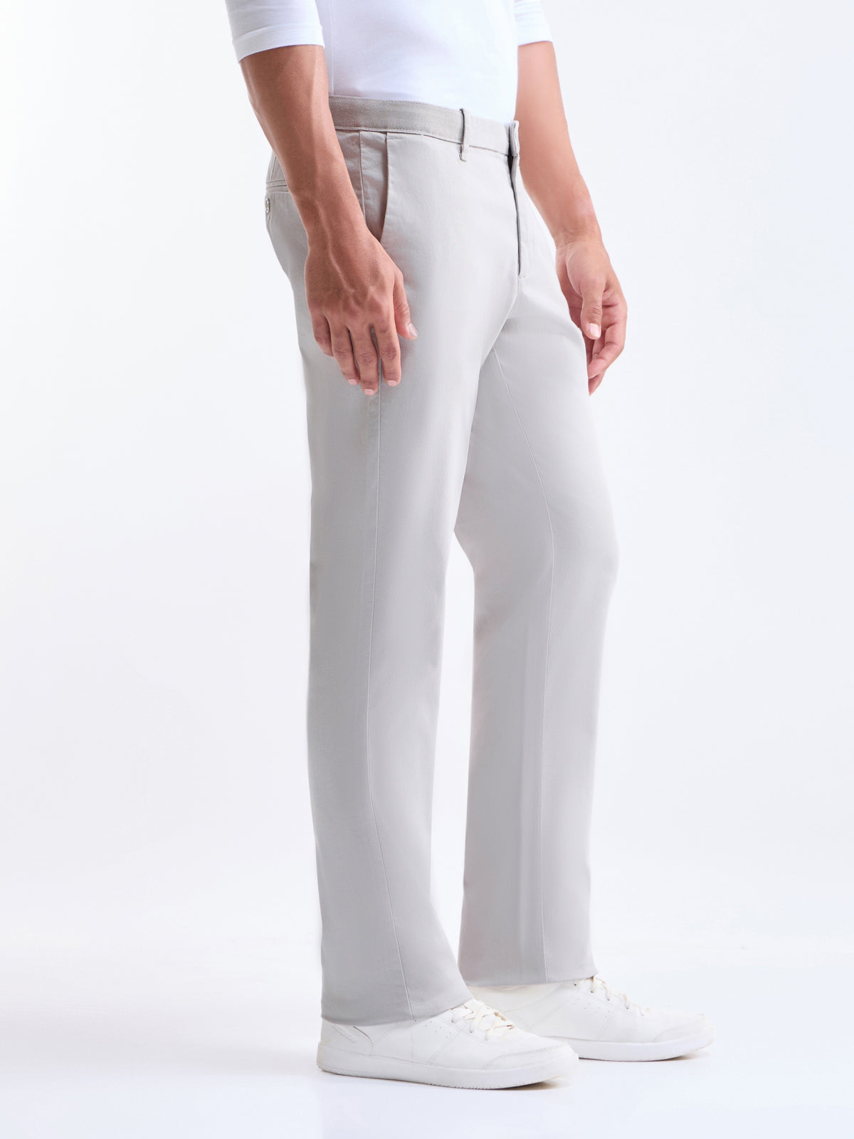 Slim Fit Cotton Stretch Trouser - Cement t4option_0