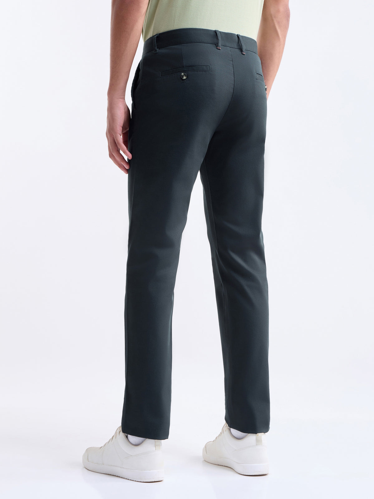 Slim Fit Cotton Stretch Trouser - Pine t4option_3